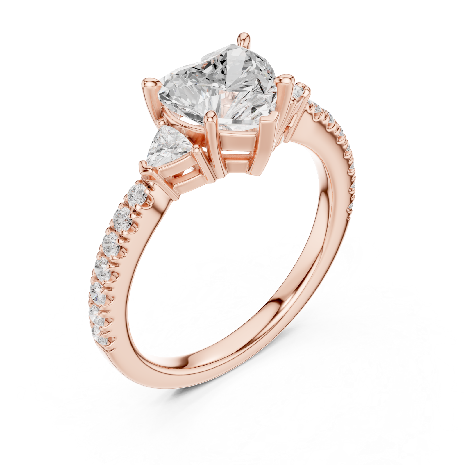  Rose Gold Lustrous Romance Trio Ring Right View