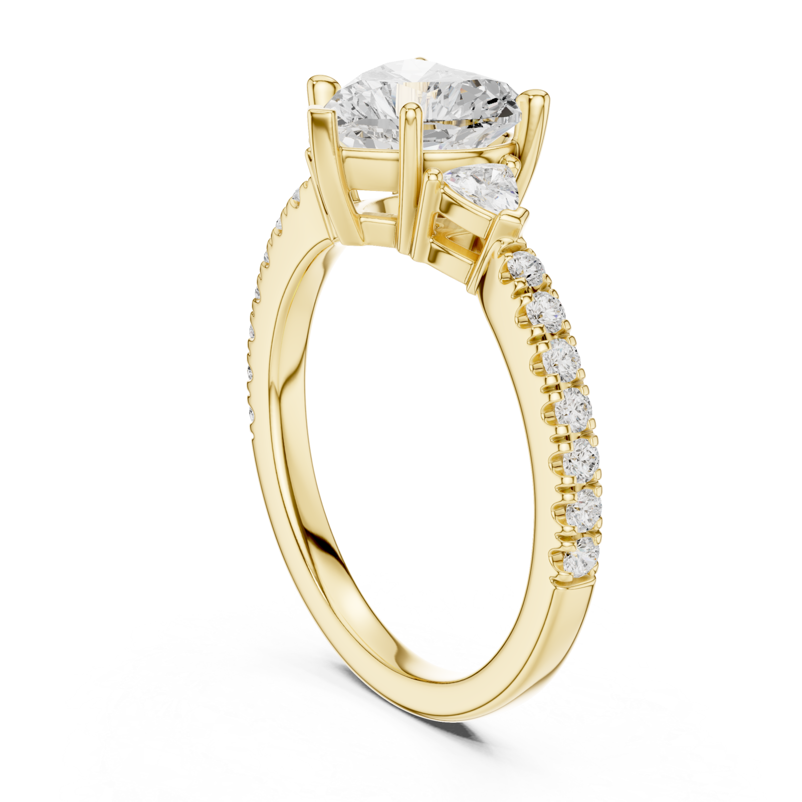  Gold Lustrous Romance Trio Ring Left View