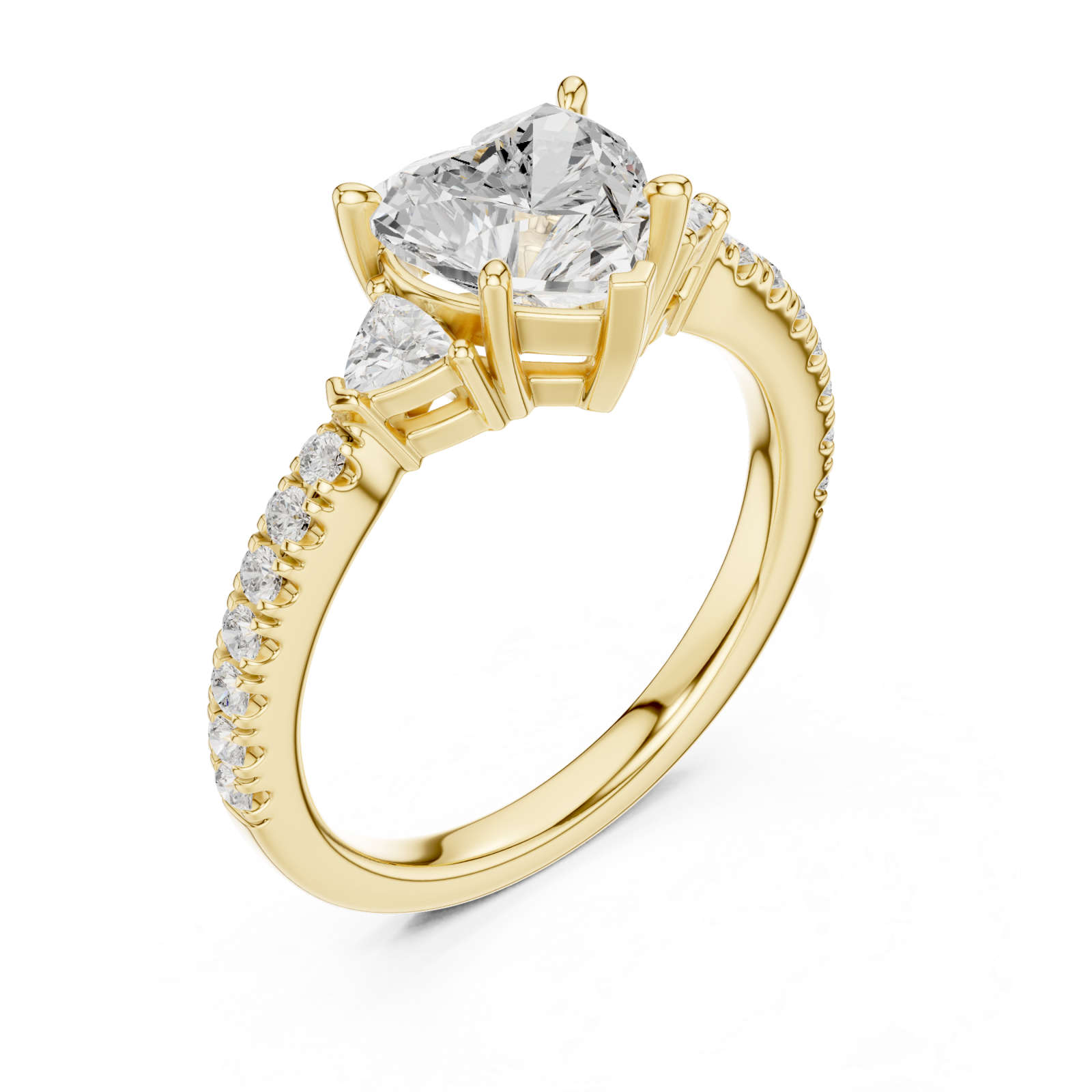 Gold Lustrous Romance Trio Ring Right View