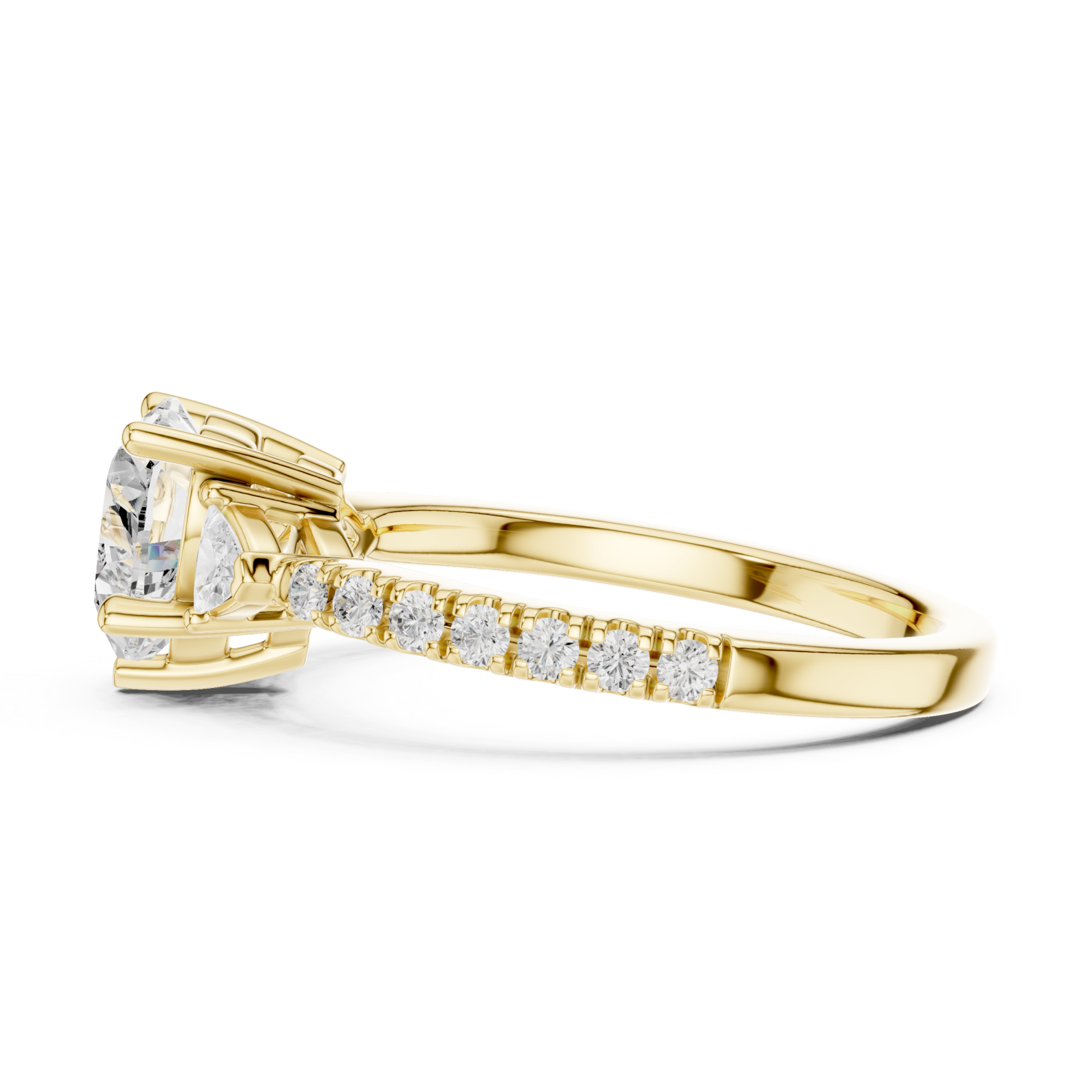  Gold Lustrous Romance Trio Ring Side View