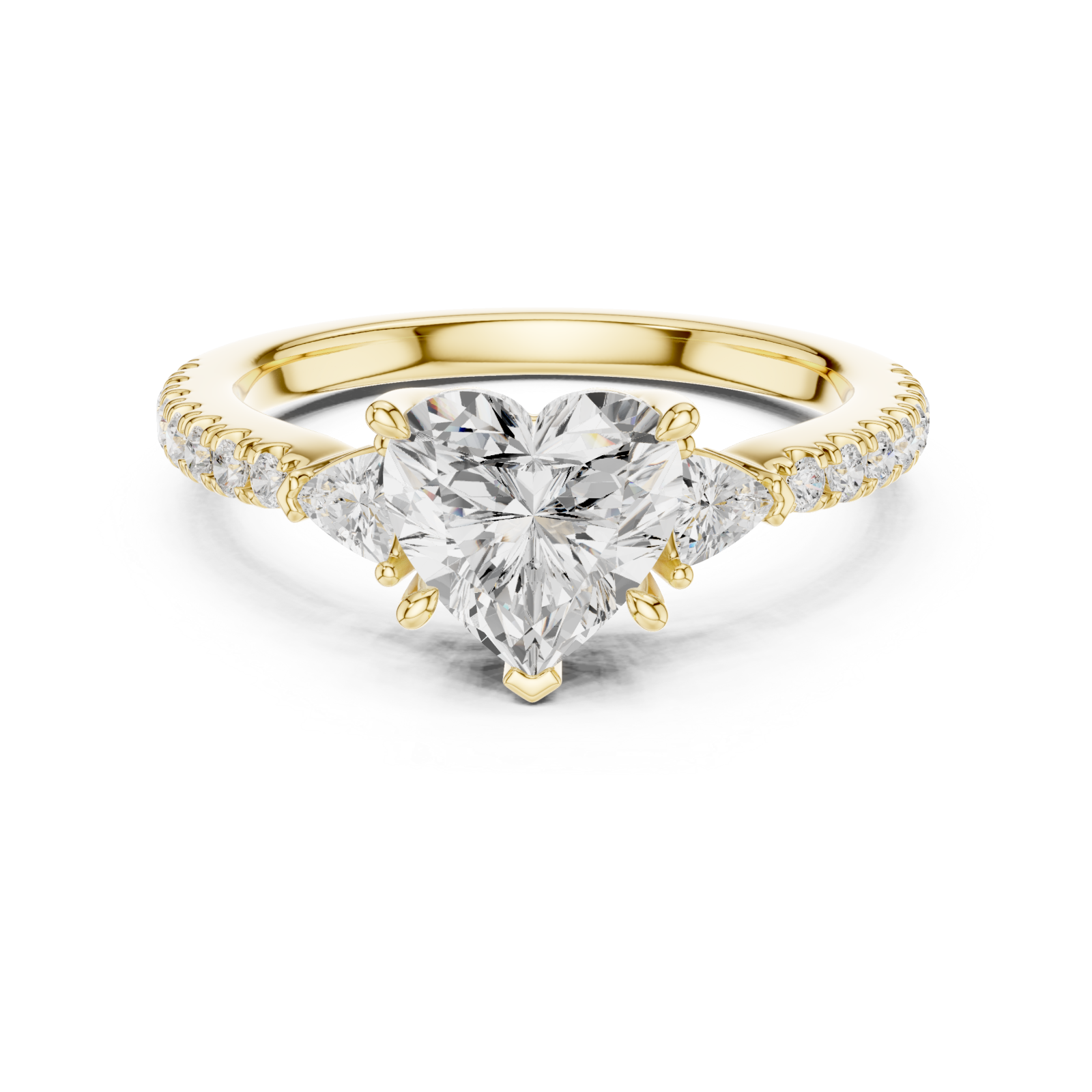  Gold Lustrous Romance Trio Ring Front View