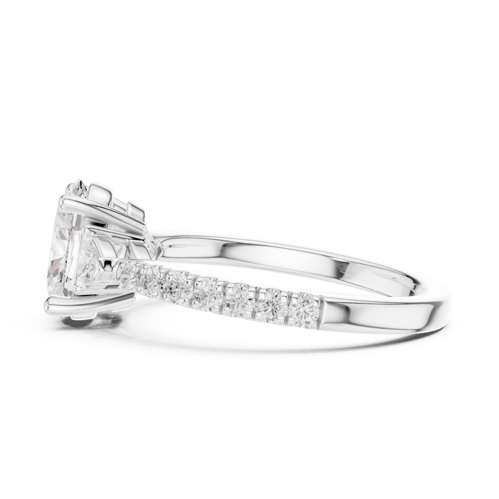  White Gold Solstice Whisper Trio Band Ring Side View