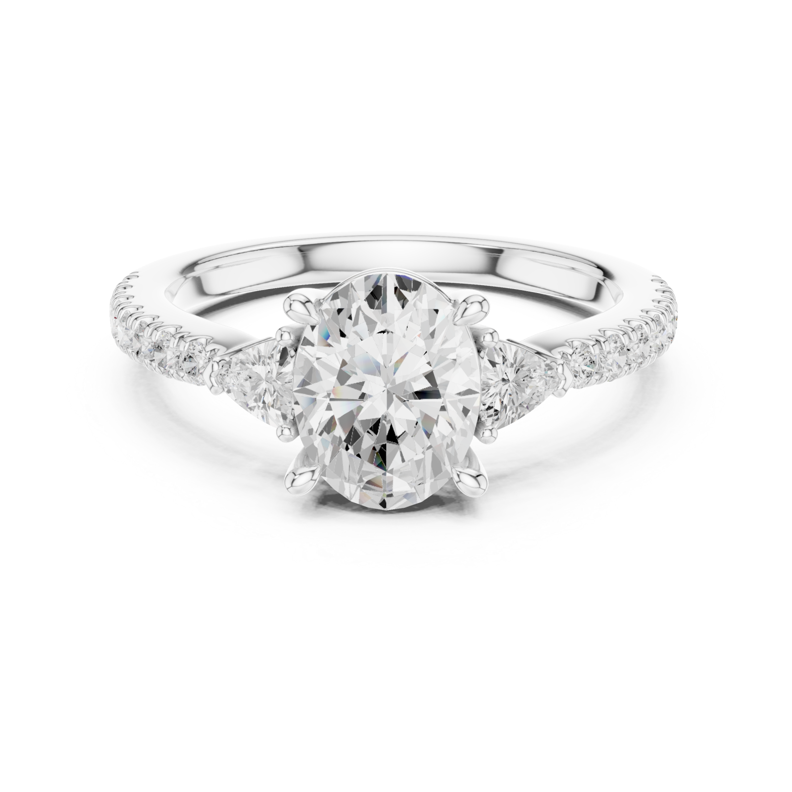  White Gold Solstice Whisper Trio Band Ring Front View