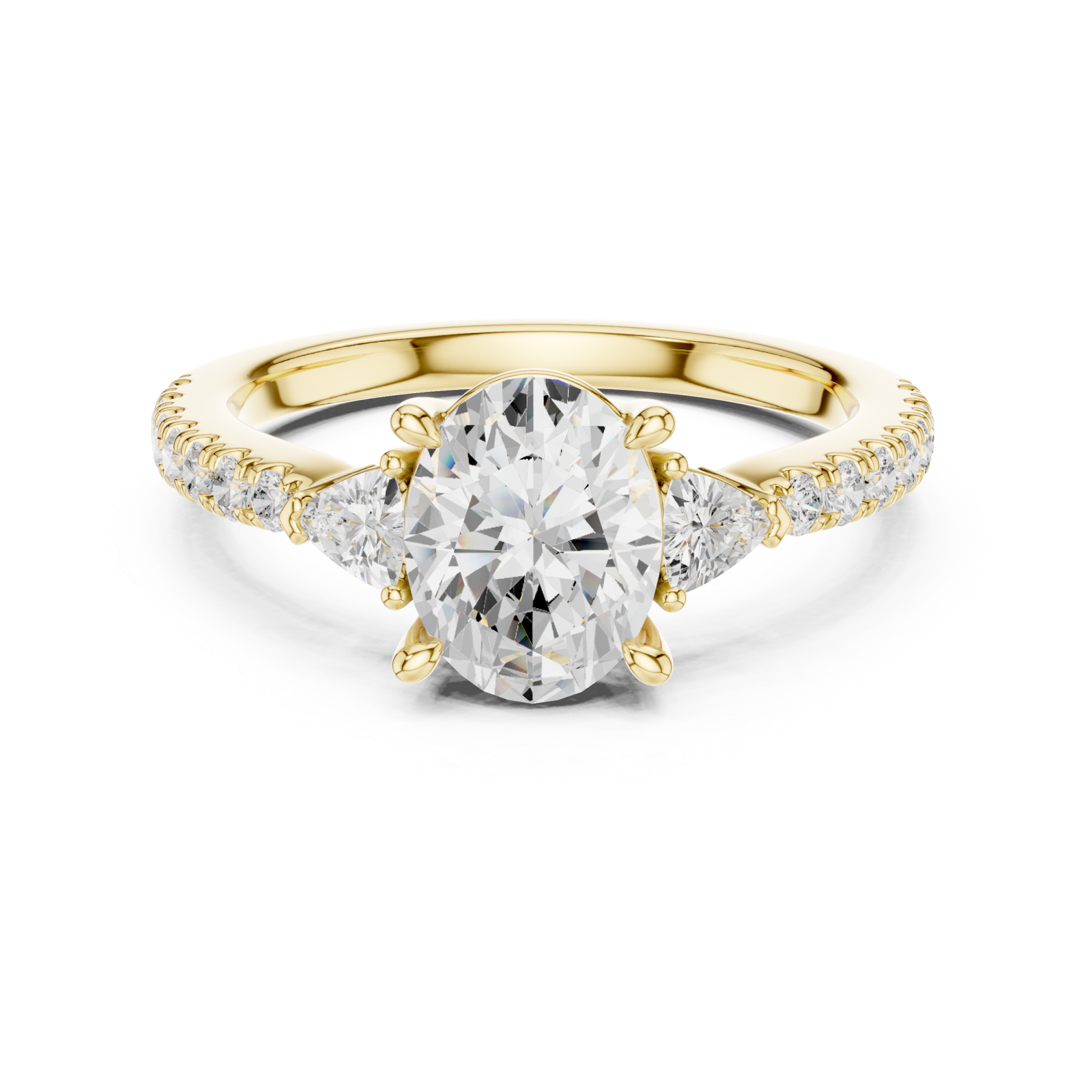  Gold Solstice Whisper Trio Band Ring Front View