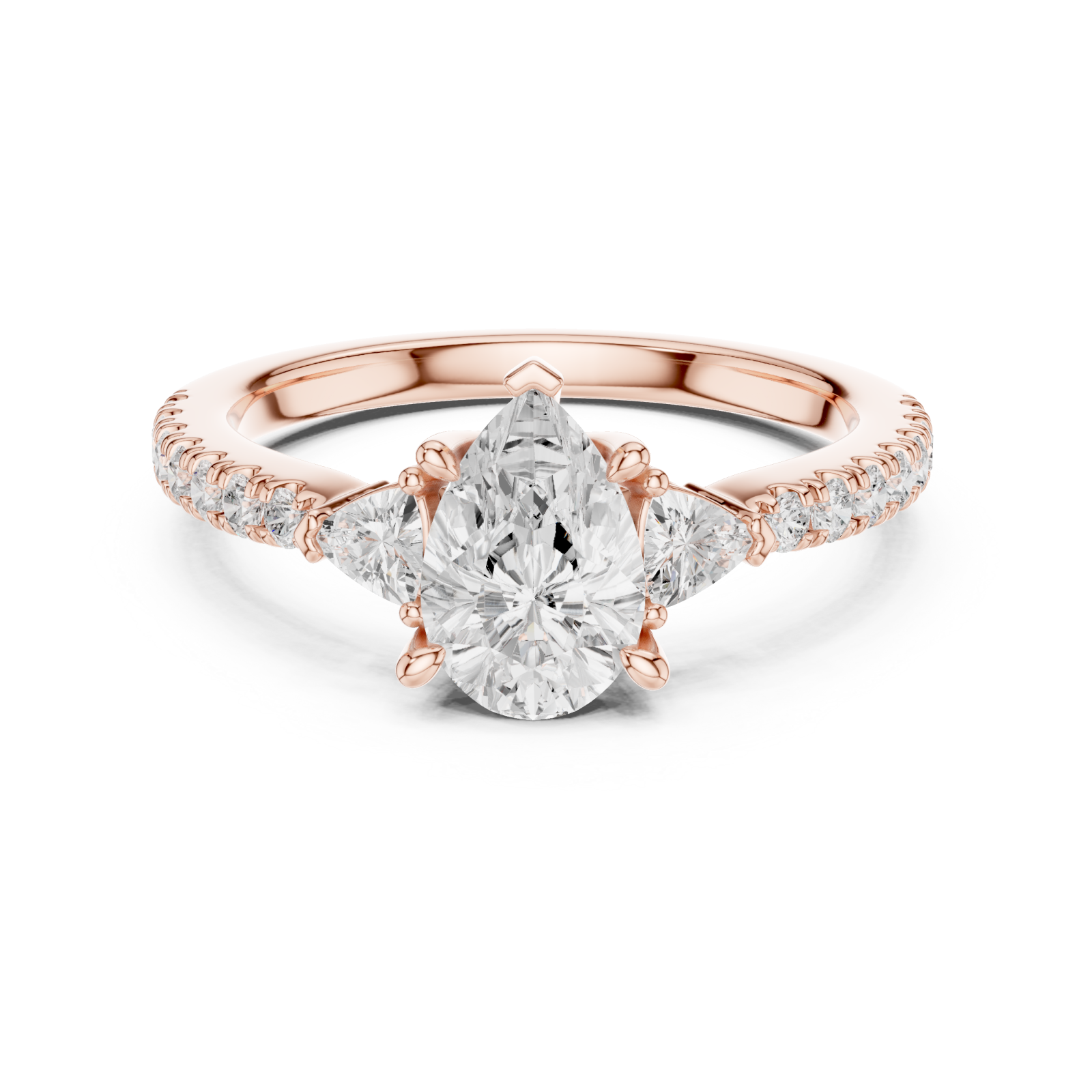  Rose Gold Pear Graceful Grandeur Engagement Ring Front View
