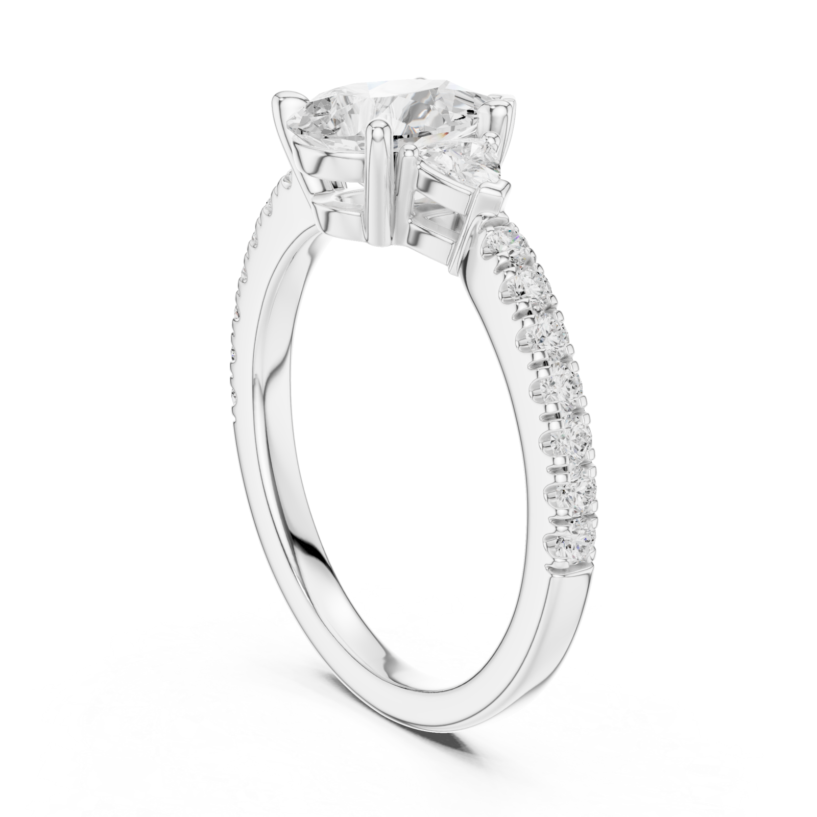  White Gold Pear Graceful Grandeur Engagement Ring Left View