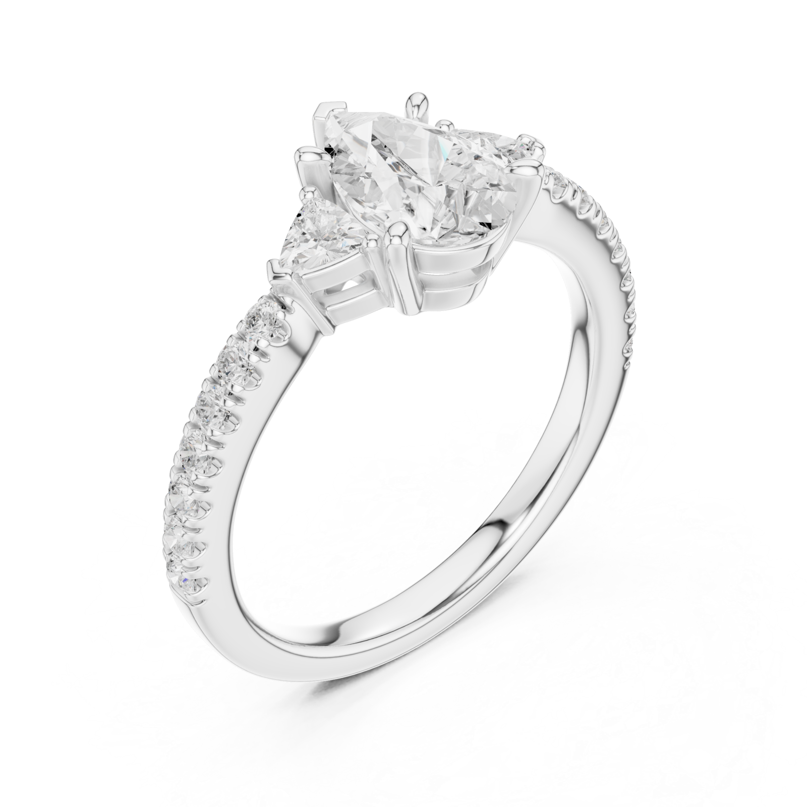  White Gold Pear Graceful Grandeur Engagement Ring Right View