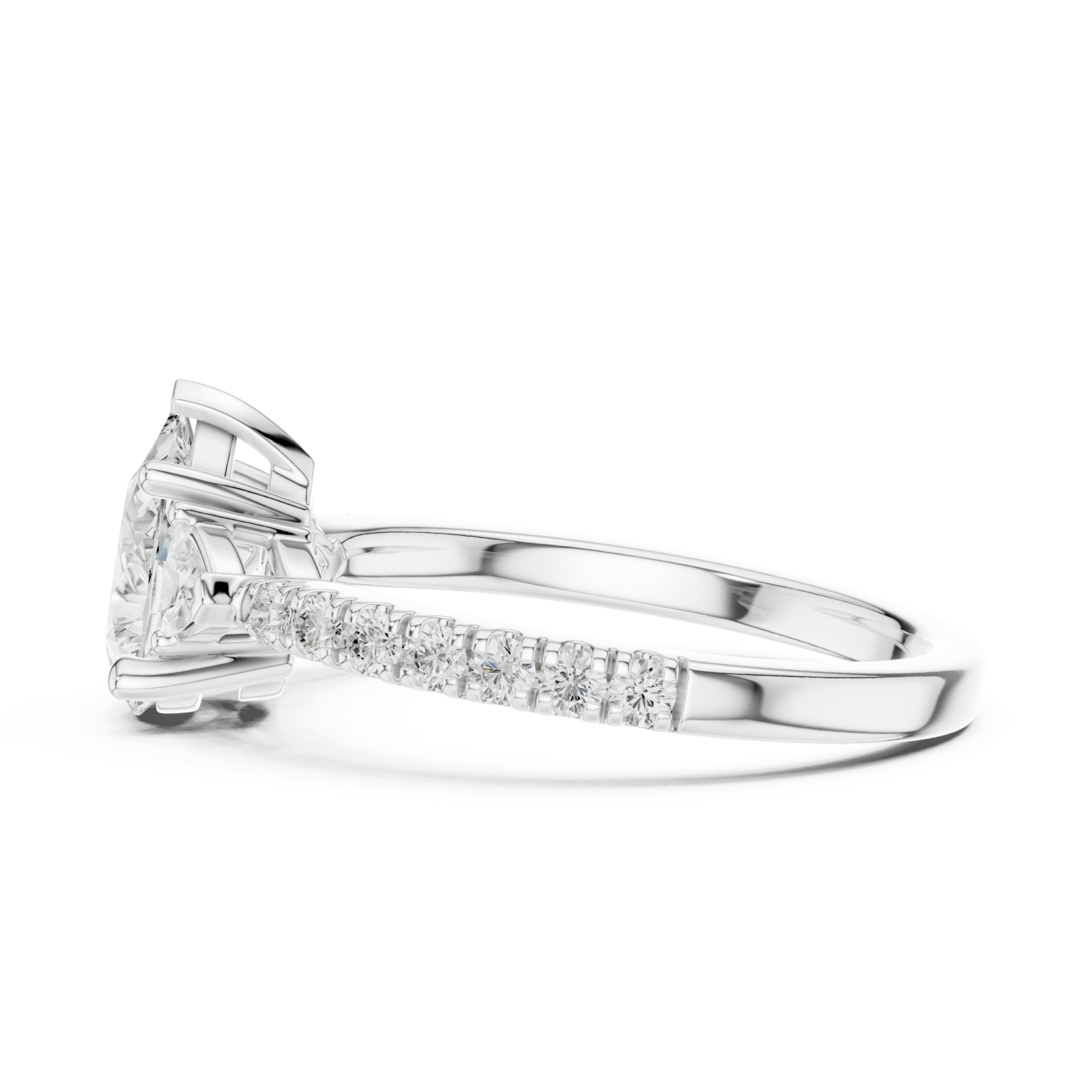  White Gold Pear Graceful Grandeur Engagement Ring Side View