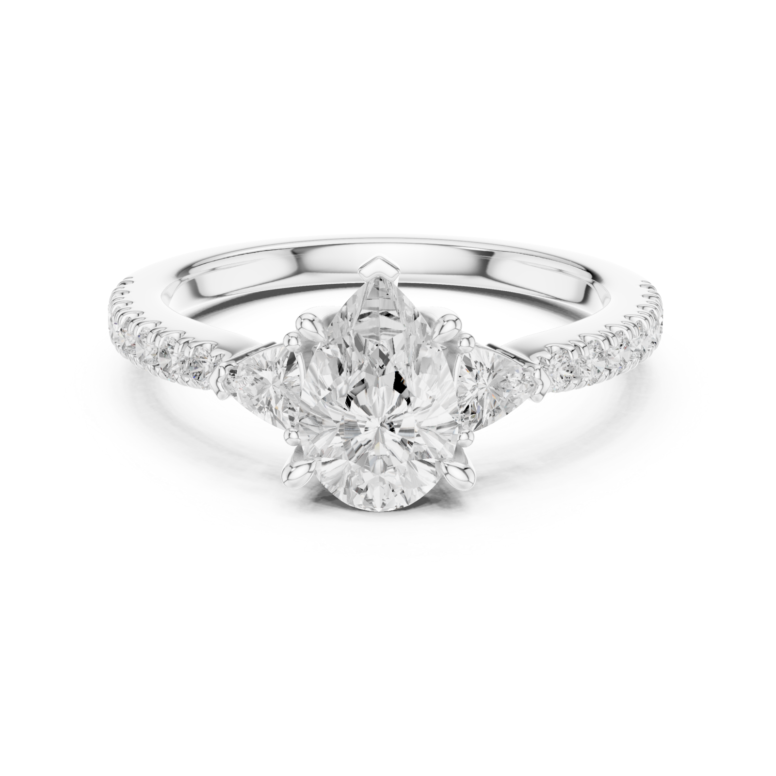  White Gold Pear Graceful Grandeur Engagement Ring Front View