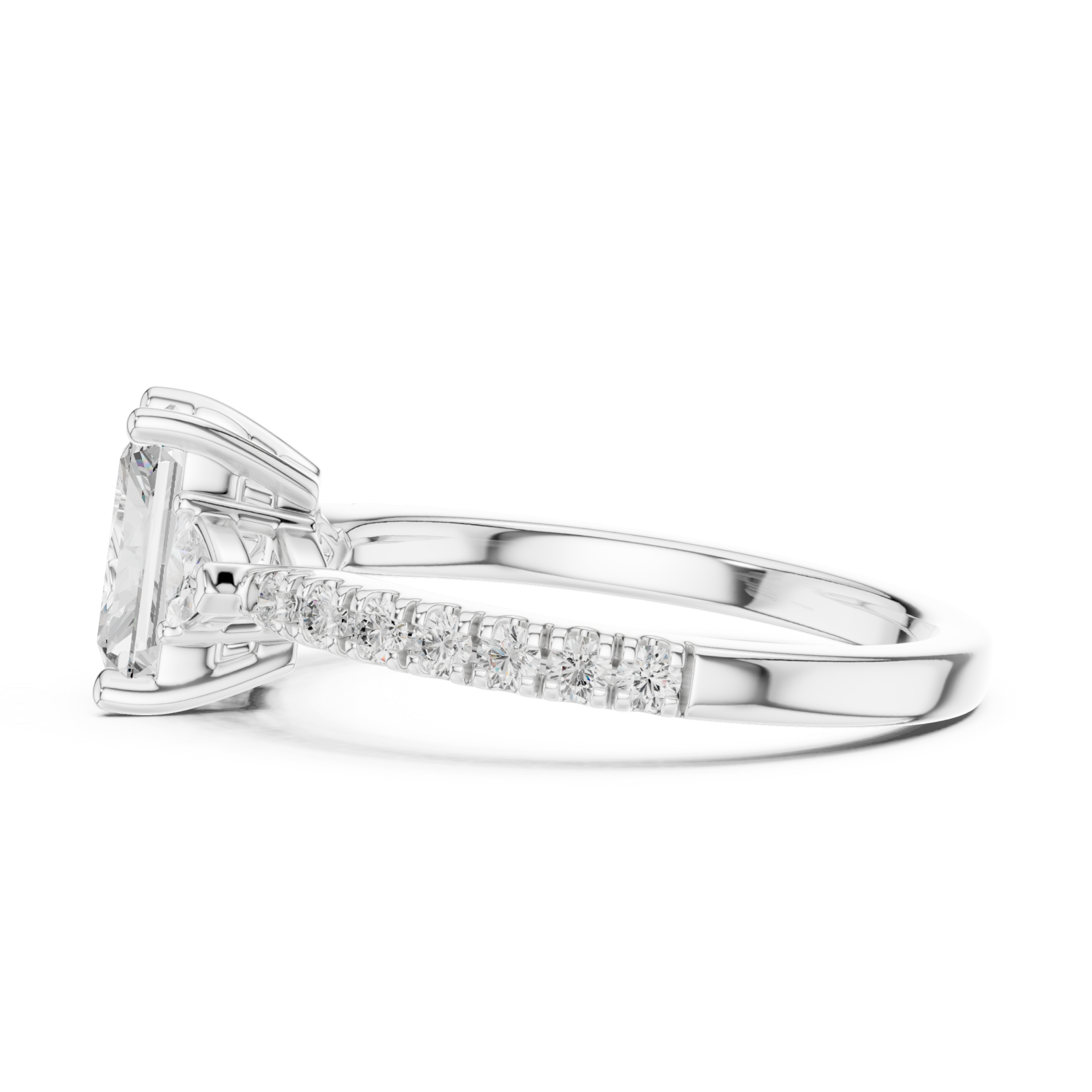  White Gold Elevate Radiance Solitaire Engagement Ring Side View