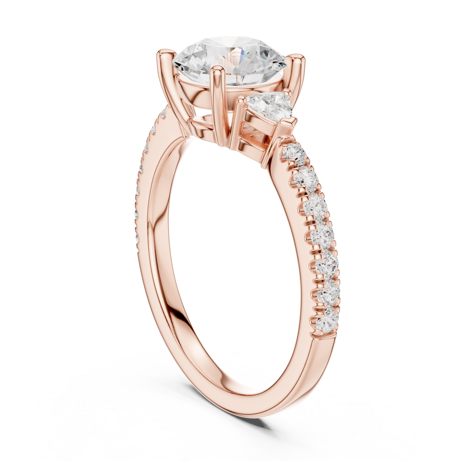  Rose Gold Lustrous Whisper Engagement Ring Left View