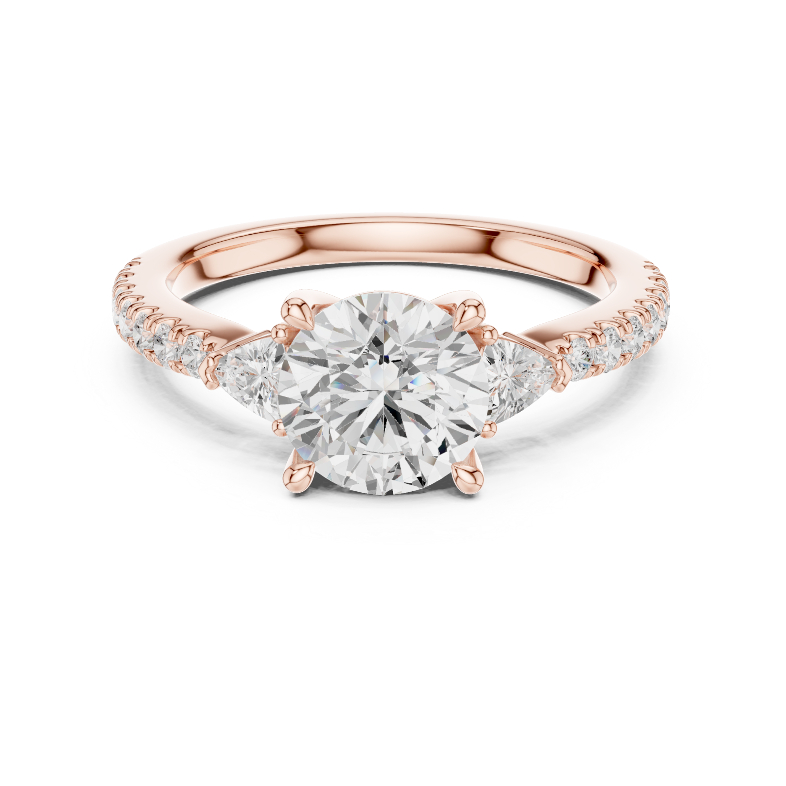  Rose Gold Lustrous Whisper Engagement Ring Front View
