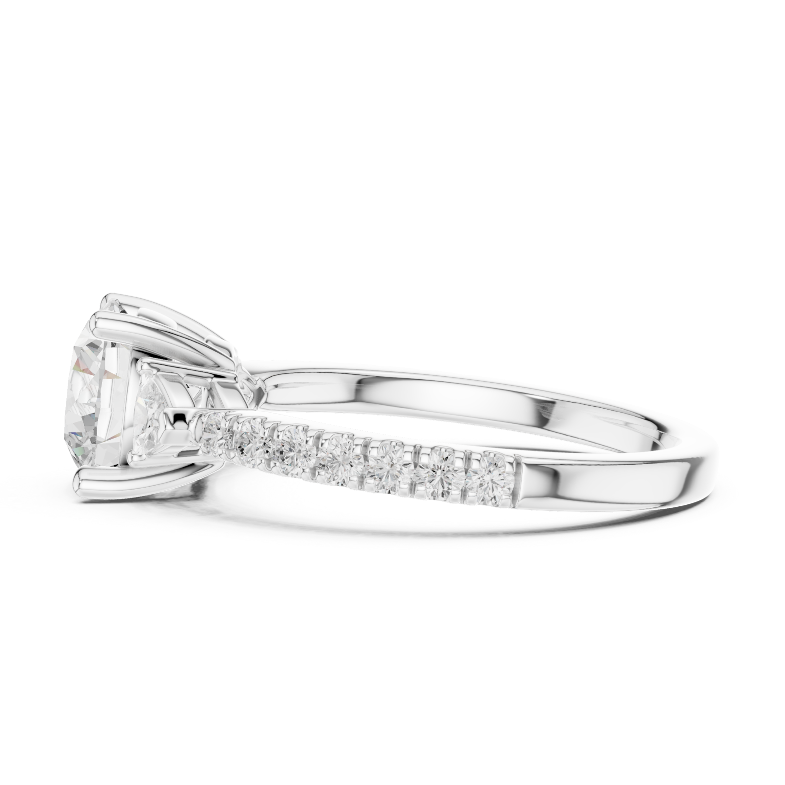  White Gold Lustrous Whisper Engagement Ring Side View