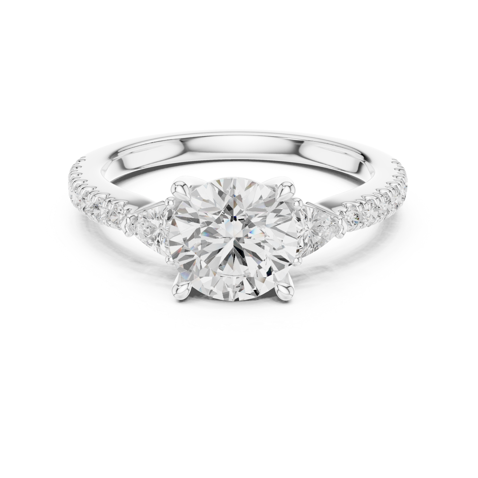  White Gold Lustrous Whisper Engagement Ring Front View