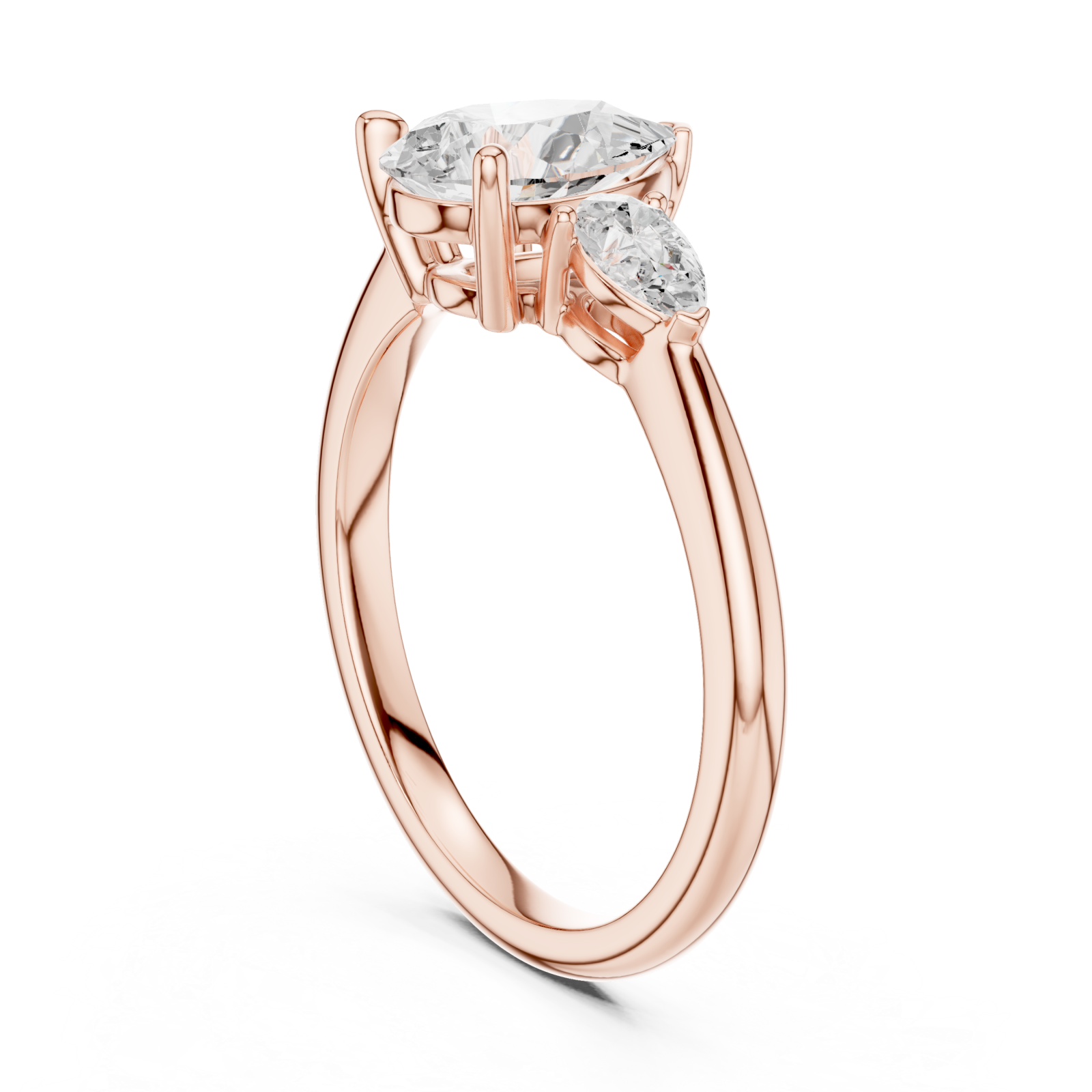  Rose Gold Whispering Promise Petite Halo Solitaire Ring Left View