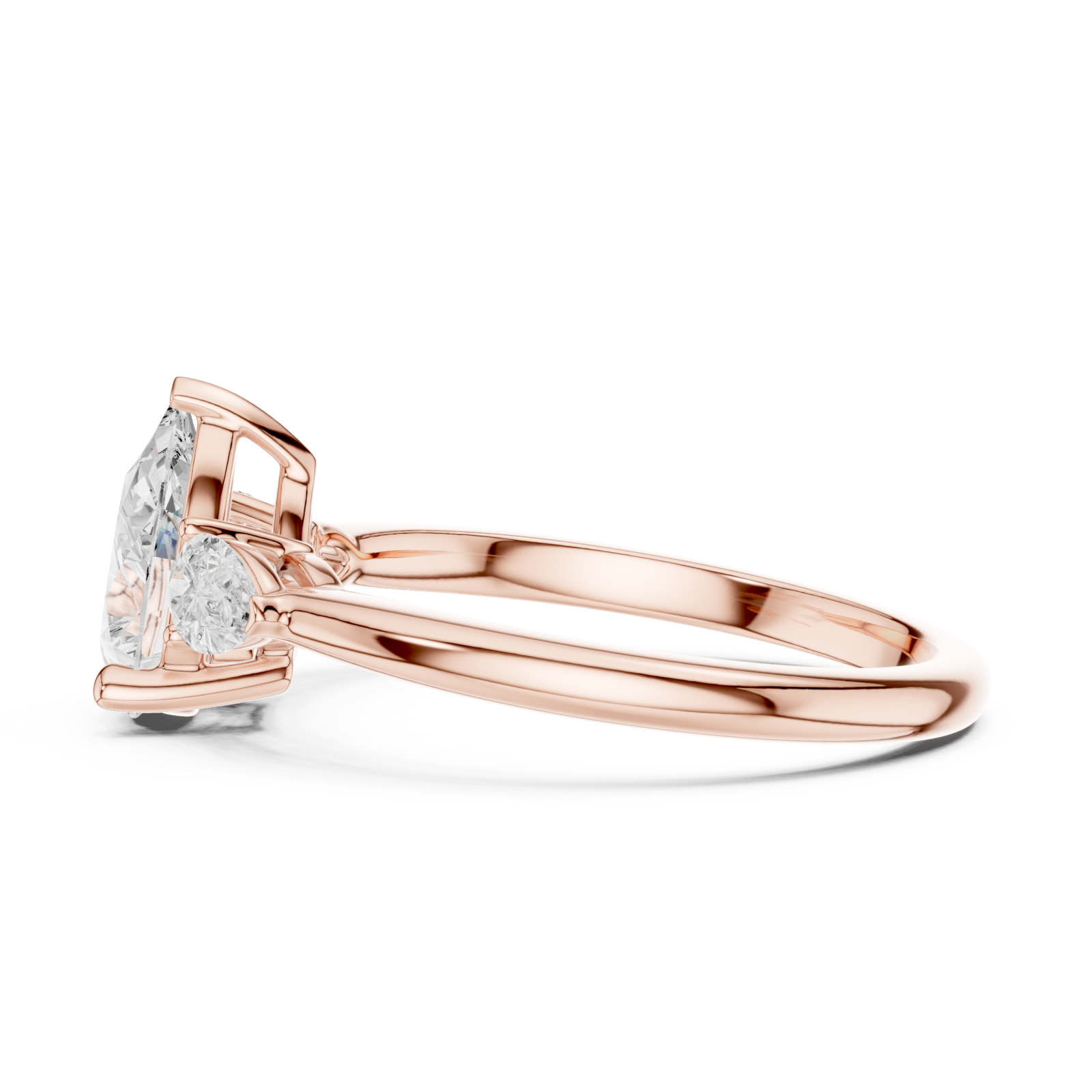  Rose Gold Whispering Promise Petite Halo Solitaire Ring Side View