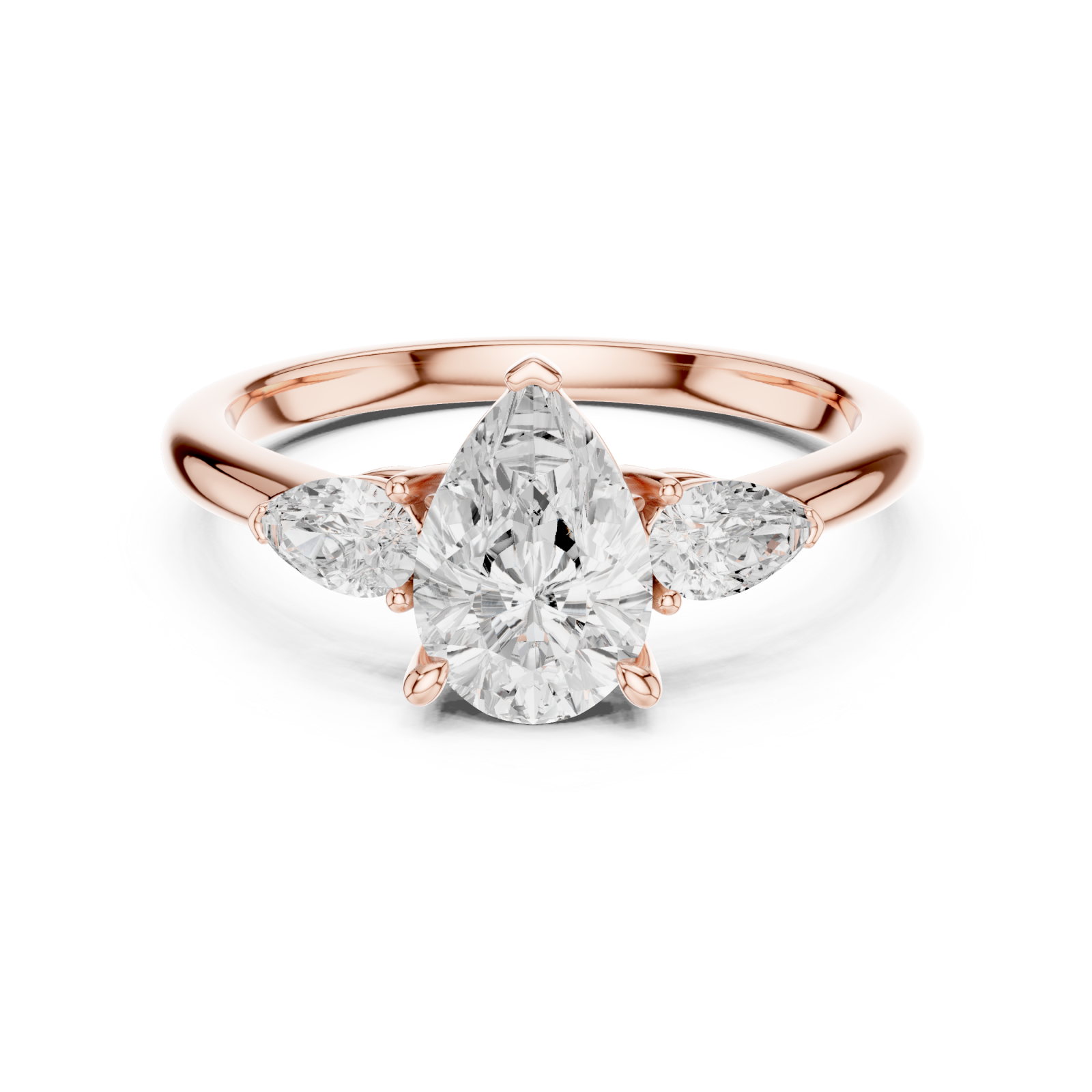  Rose Gold Whispering Promise Petite Halo Solitaire Ring Front View
