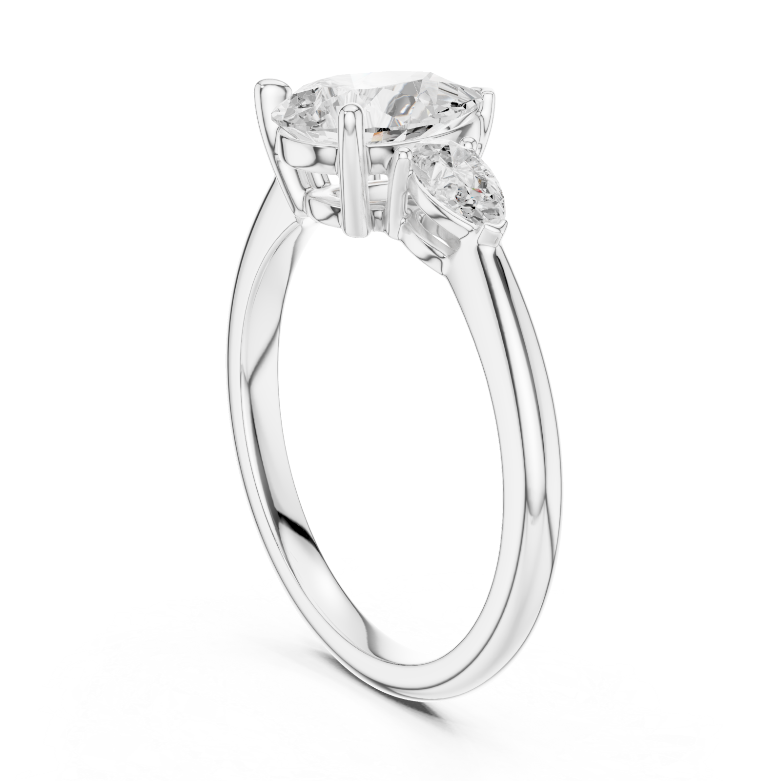  White Gold Whispering Promise Petite Halo Solitaire Ring Left View