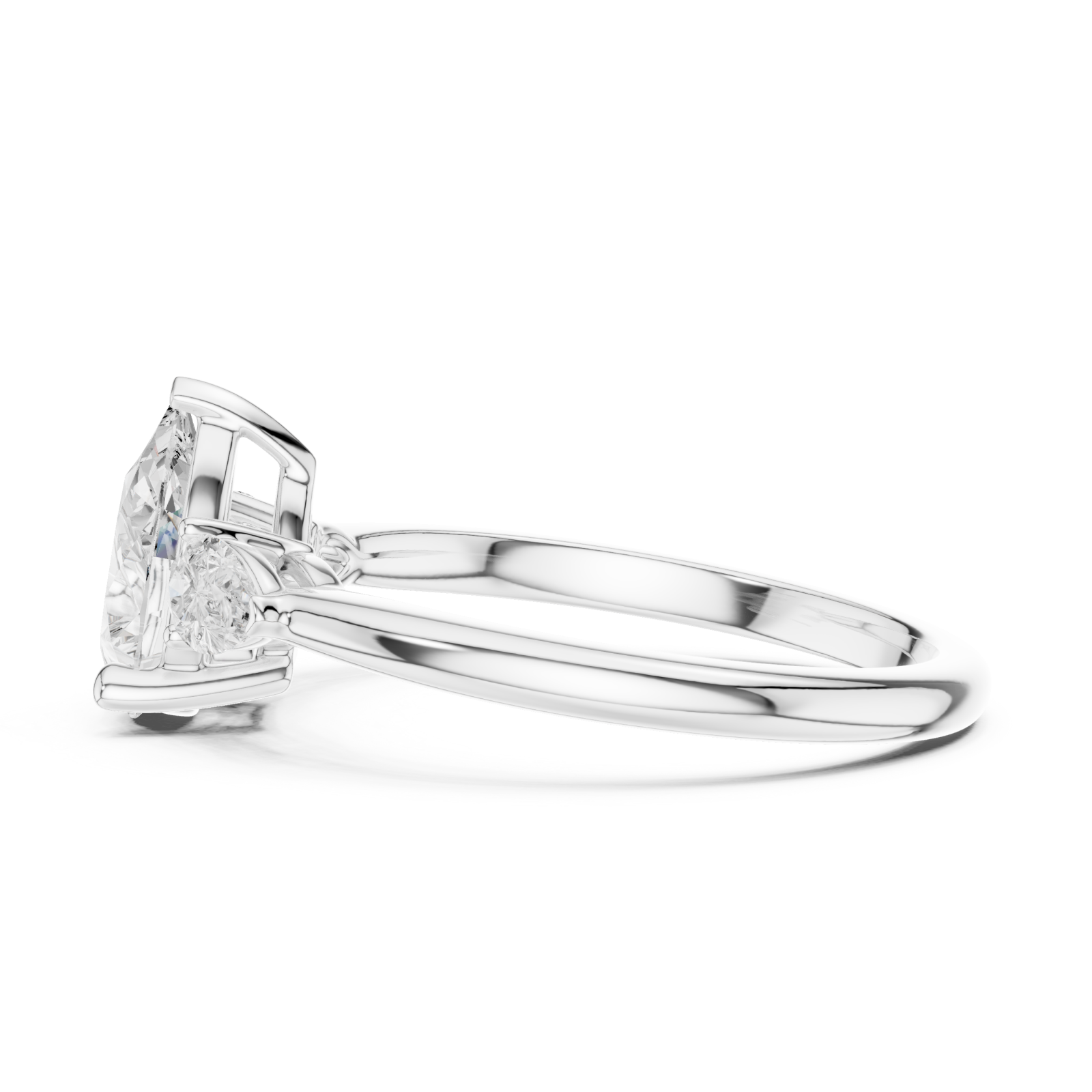  White Gold Whispering Promise Petite Halo Solitaire Ring Side View