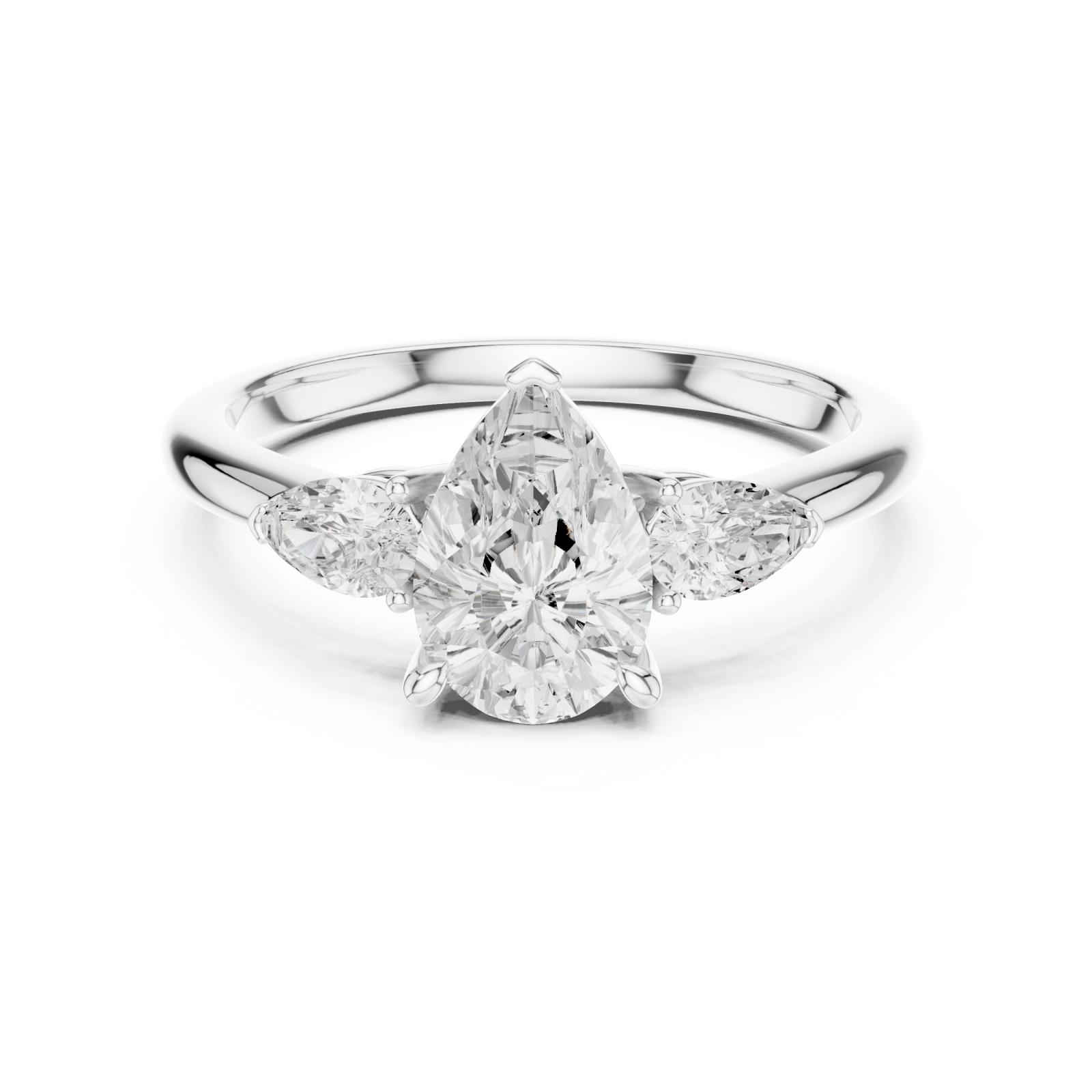  White Gold Whispering Promise Petite Halo Solitaire Ring Front View