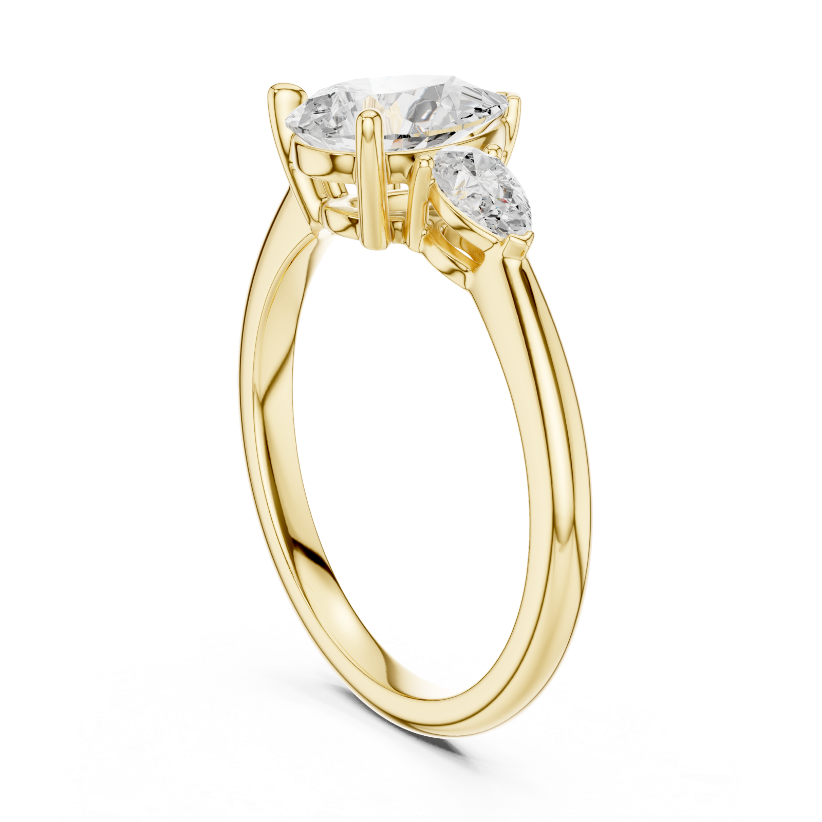  Gold Whispering Promise Petite Halo Solitaire Ring Left View
