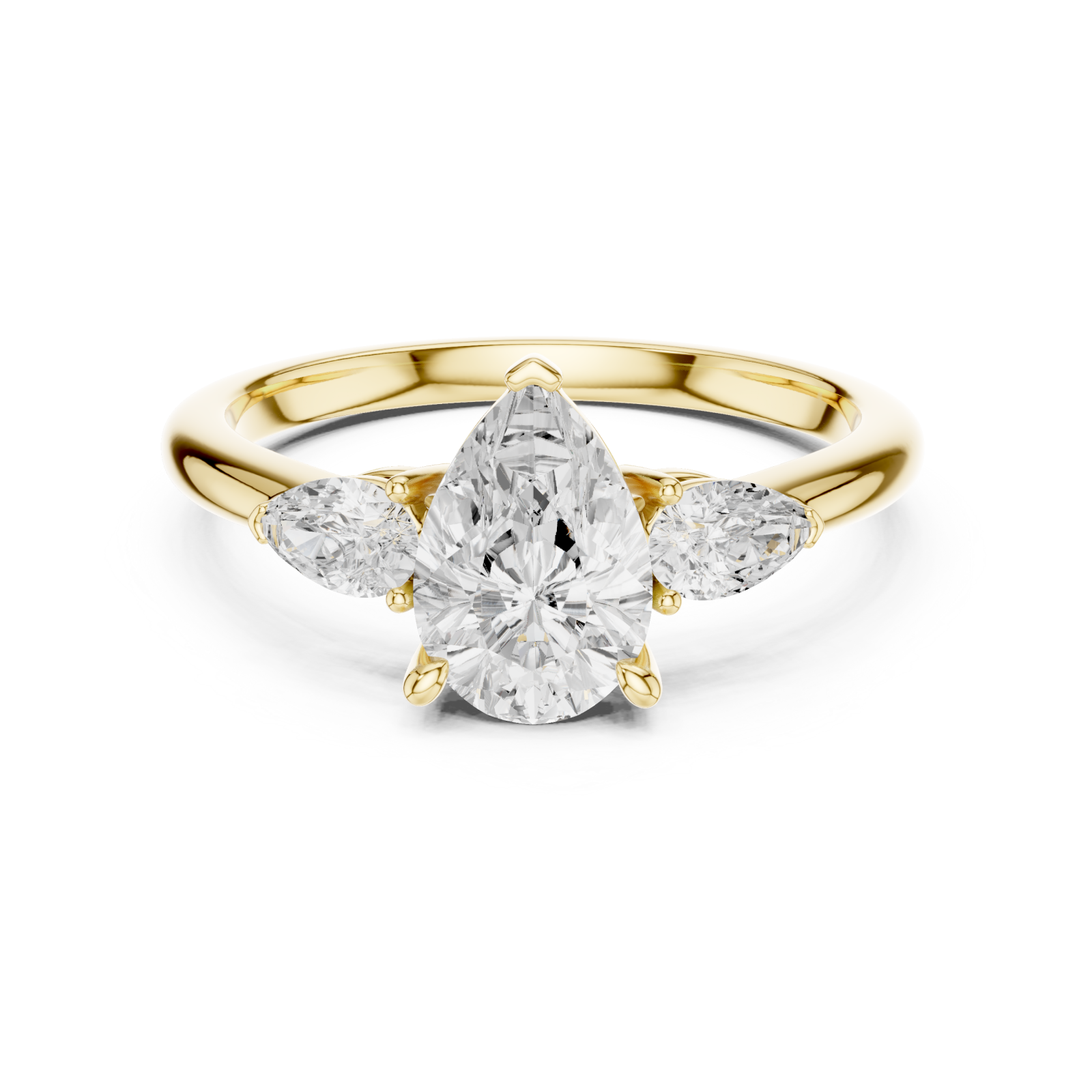  Gold Whispering Promise Petite Halo Solitaire Ring Front View