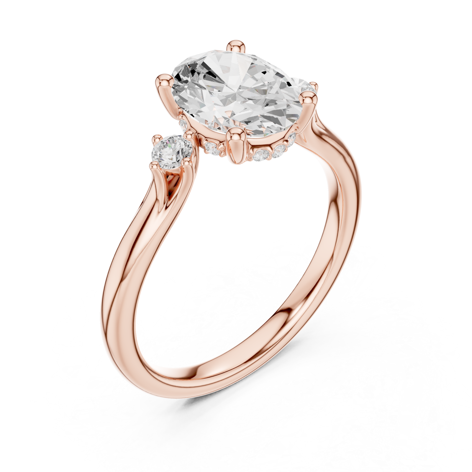 Rose Gold Whispering Vow Bypass Solitaire Band Right View