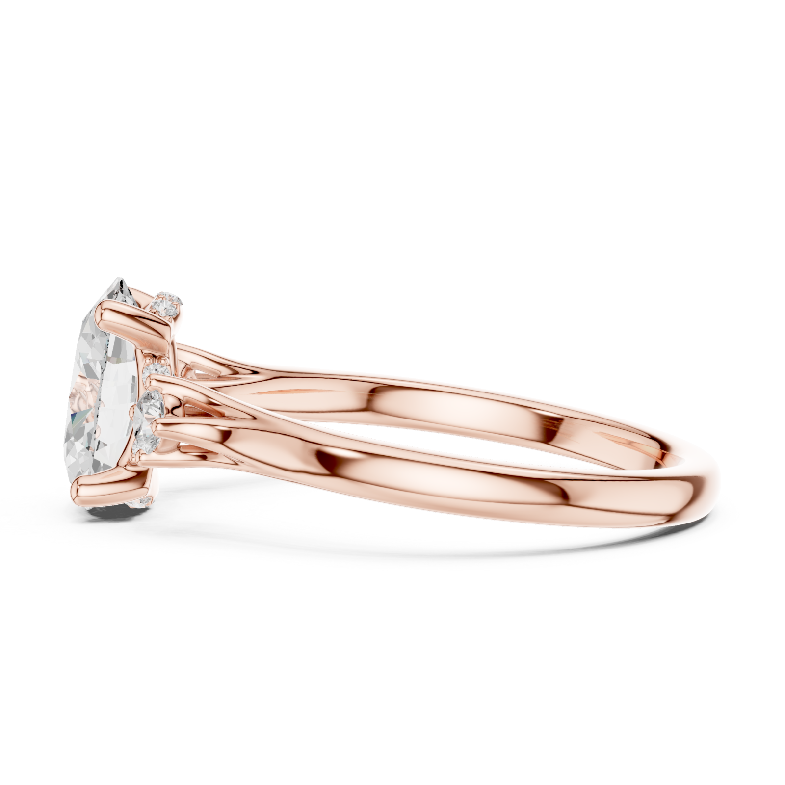  Rose Gold Whispering Vow Bypass Solitaire Band Side View