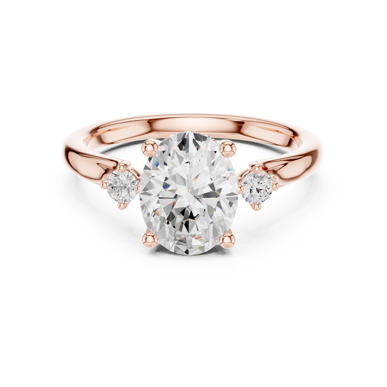  Rose Gold Whispering Vow Bypass Solitaire Band Front View