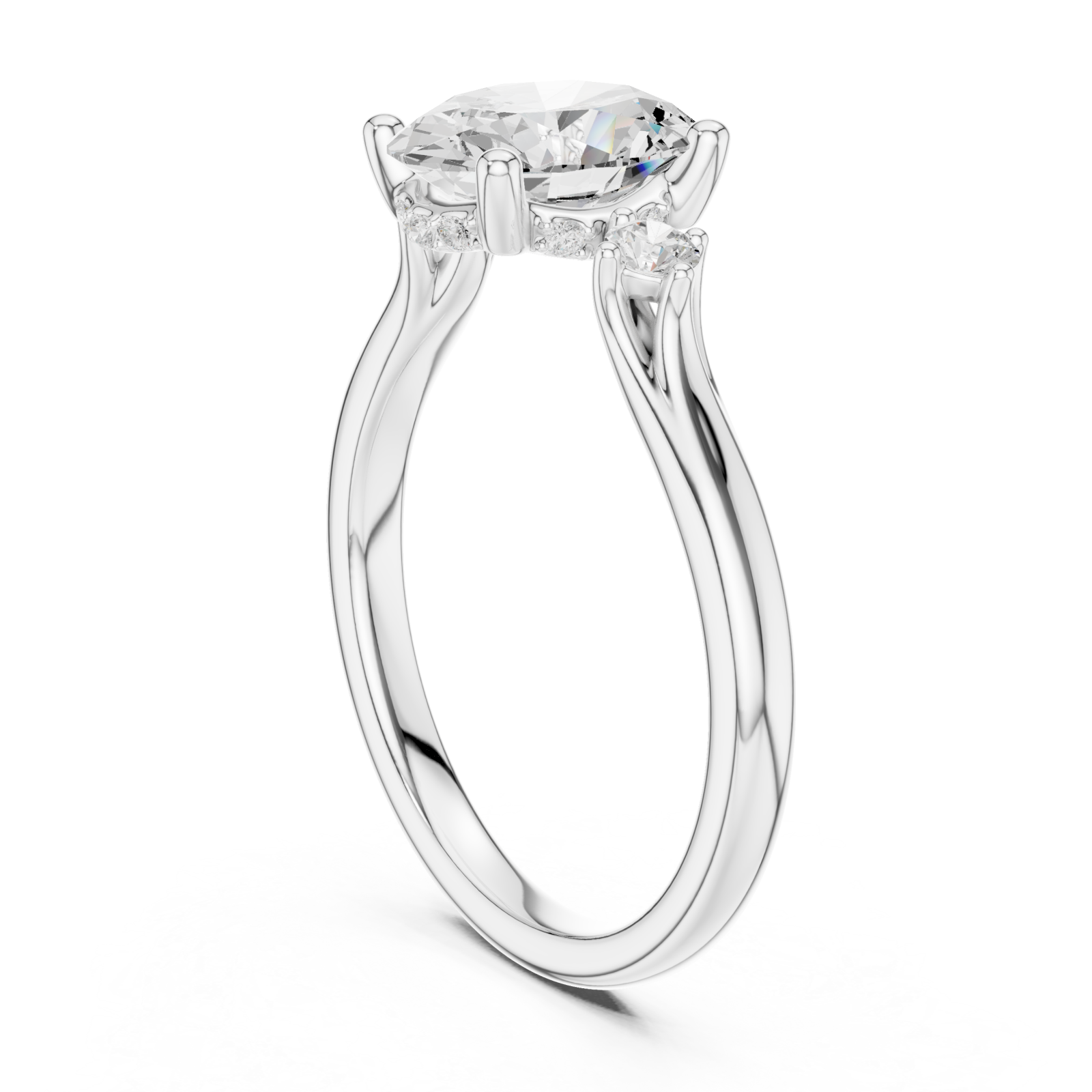  White Gold Whispering Vow Bypass Solitaire Band Left View