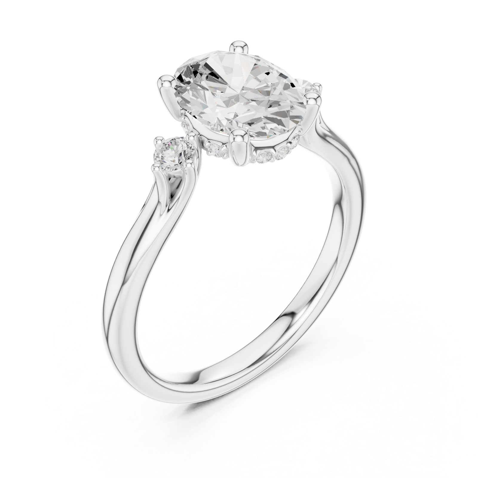  White Gold Whispering Vow Bypass Solitaire Band Right View