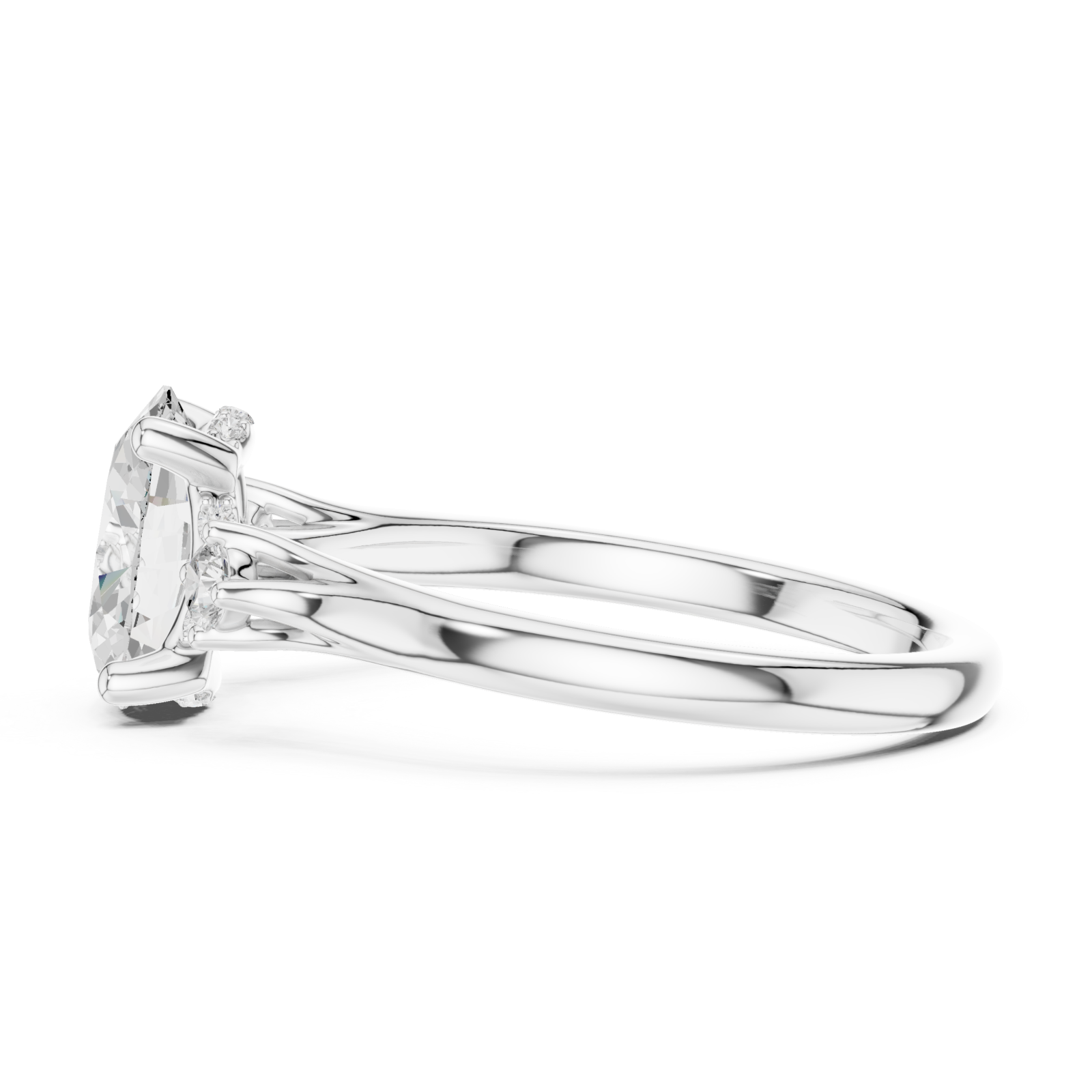 White Gold Whispering Vow Bypass Solitaire Band Side View