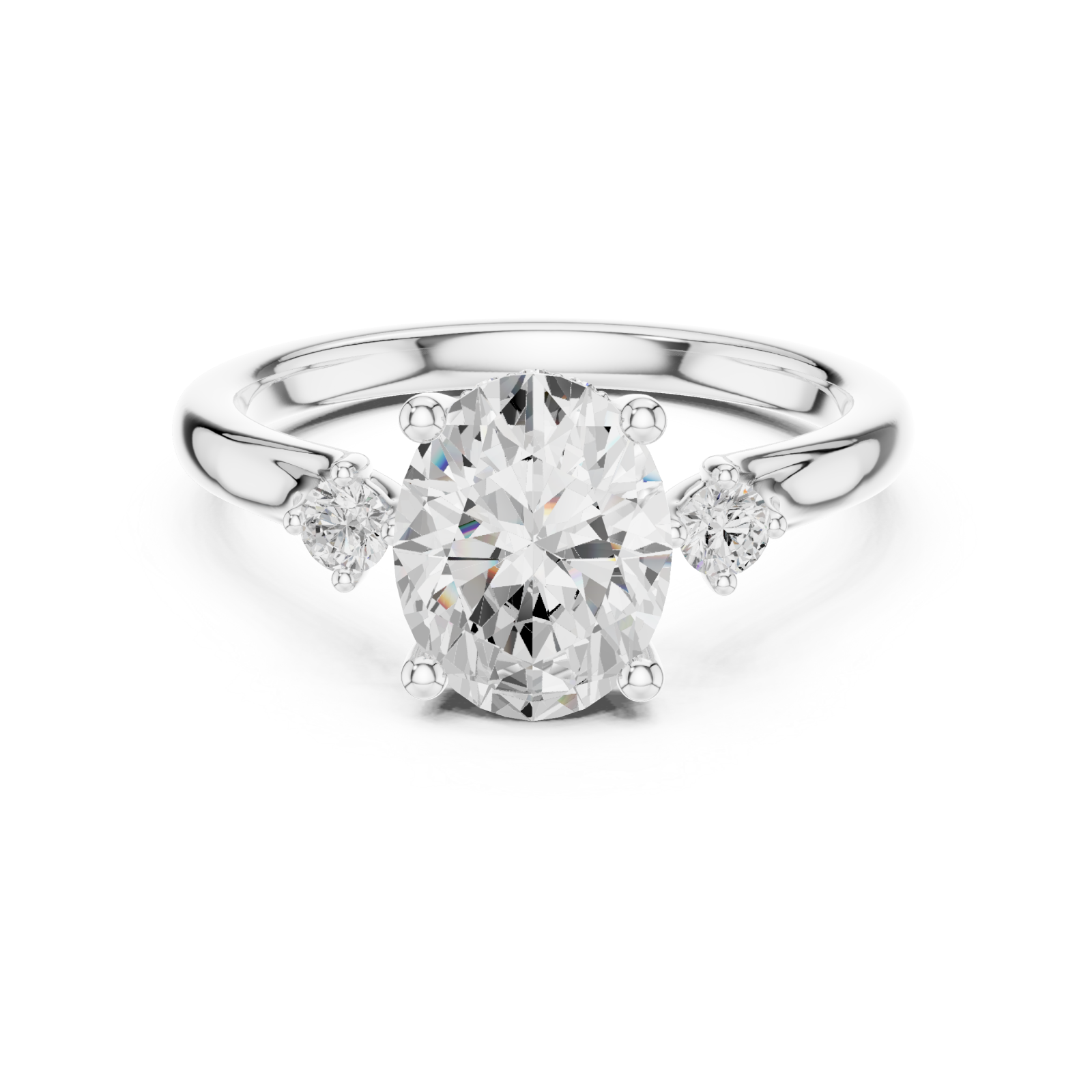  White Gold Whispering Vow Bypass Solitaire Band Front View