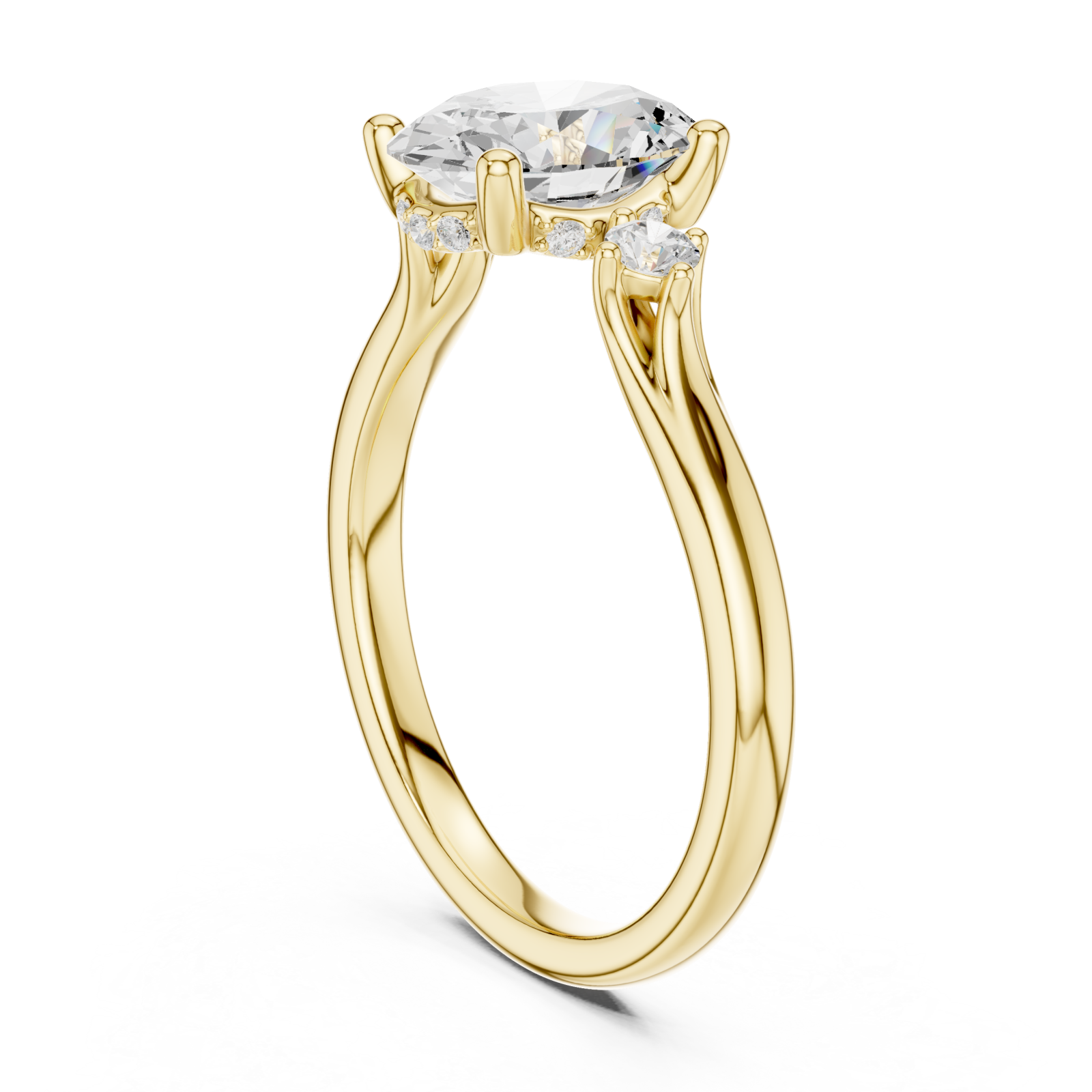  Gold Whispering Vow Bypass Solitaire Band Left View