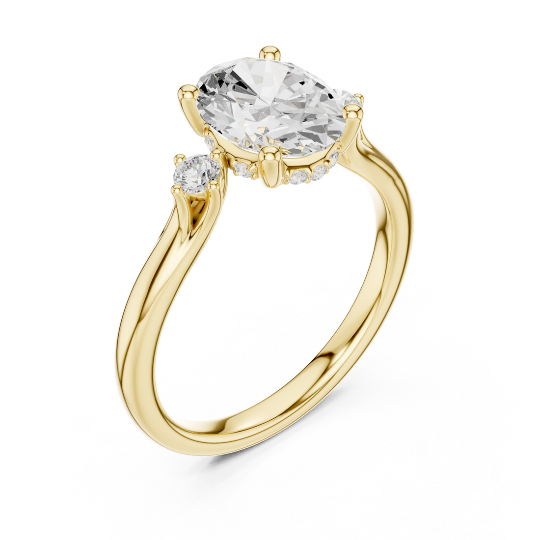 Gold Whispering Vow Bypass Solitaire Band Right View