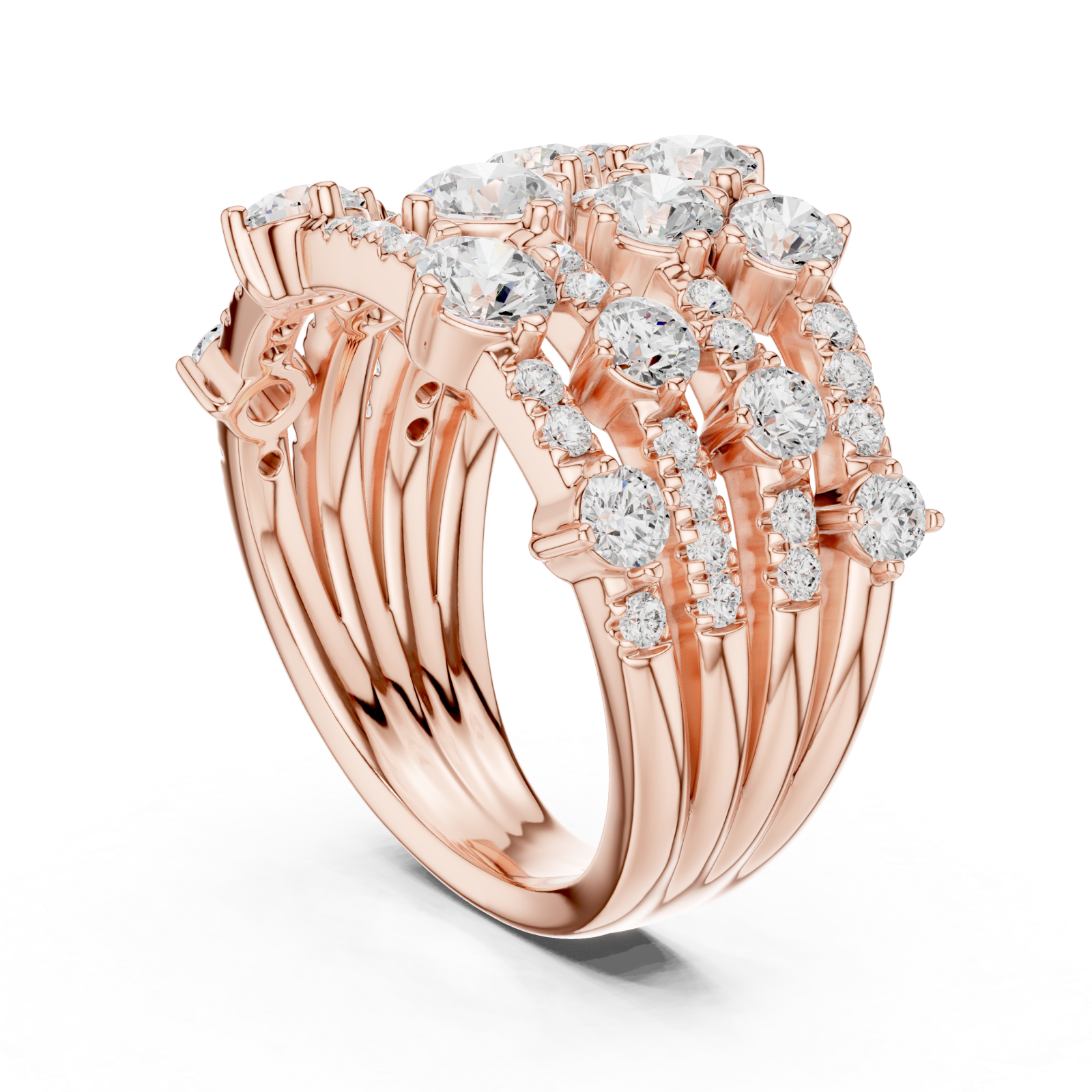  Rose Gold Radiant Lumina Cascade Ring Left View