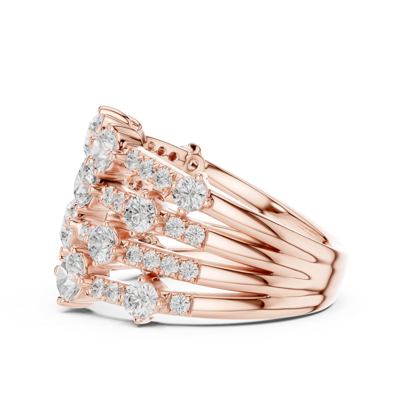  Rose Gold Radiant Lumina Cascade Ring Side View