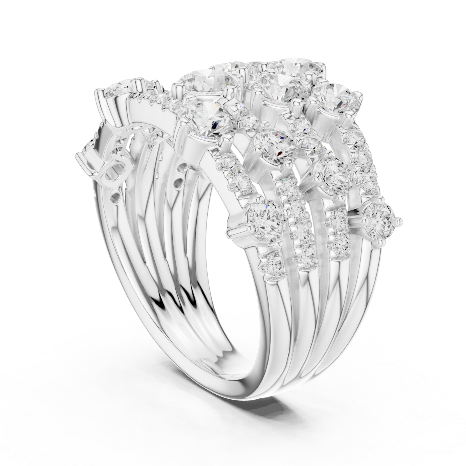  White Gold Radiant Lumina Cascade Ring Left View