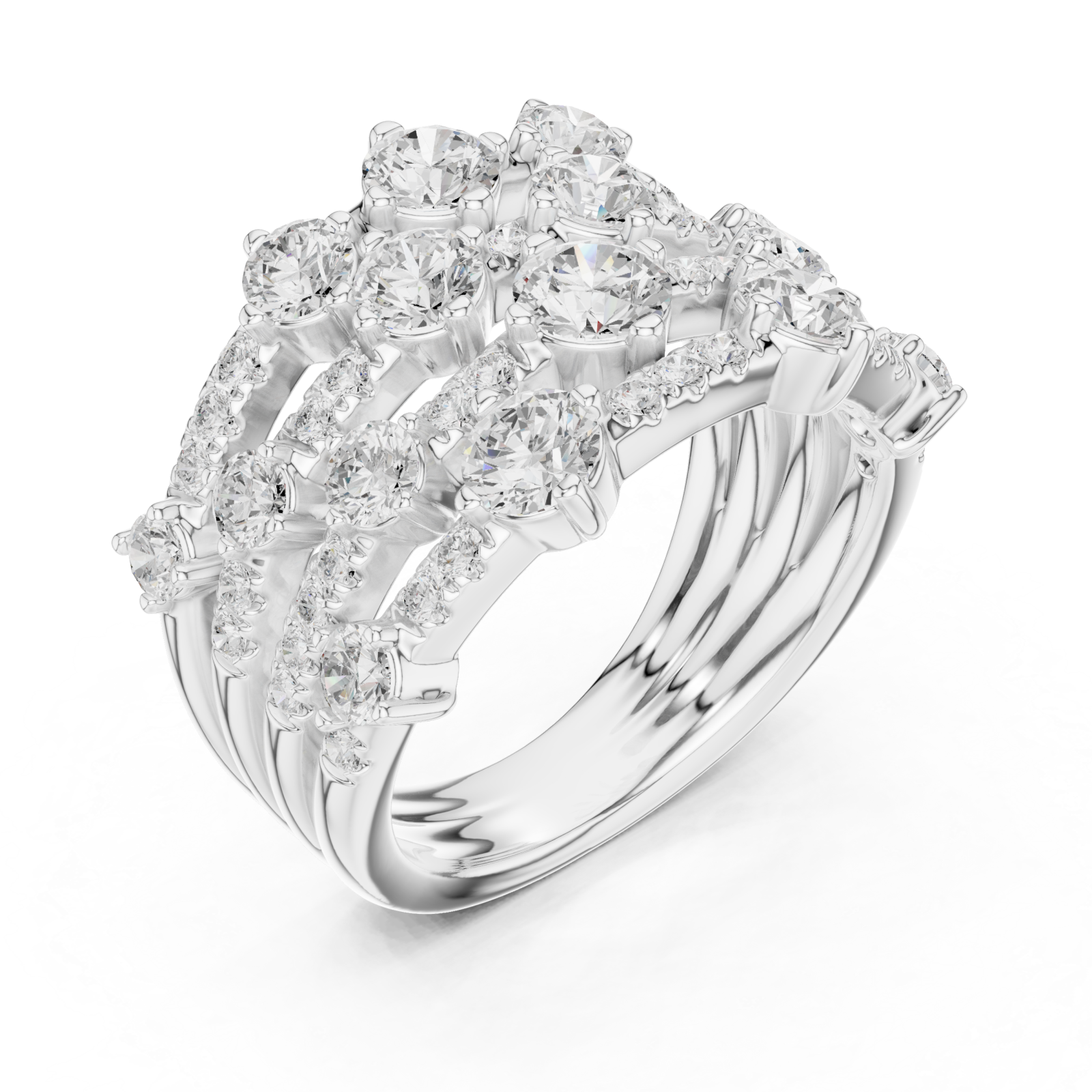  White Gold Radiant Lumina Cascade Ring Right View