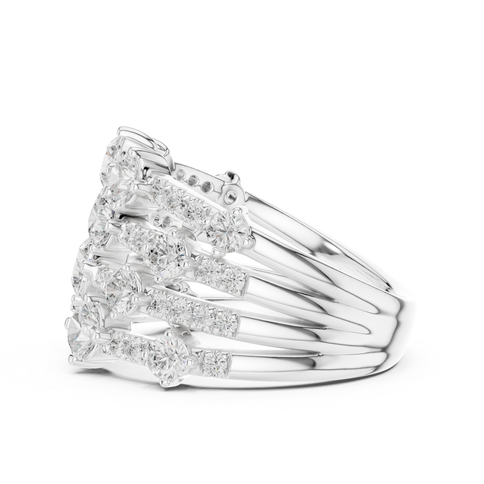 White Gold Radiant Lumina Cascade Ring Side View