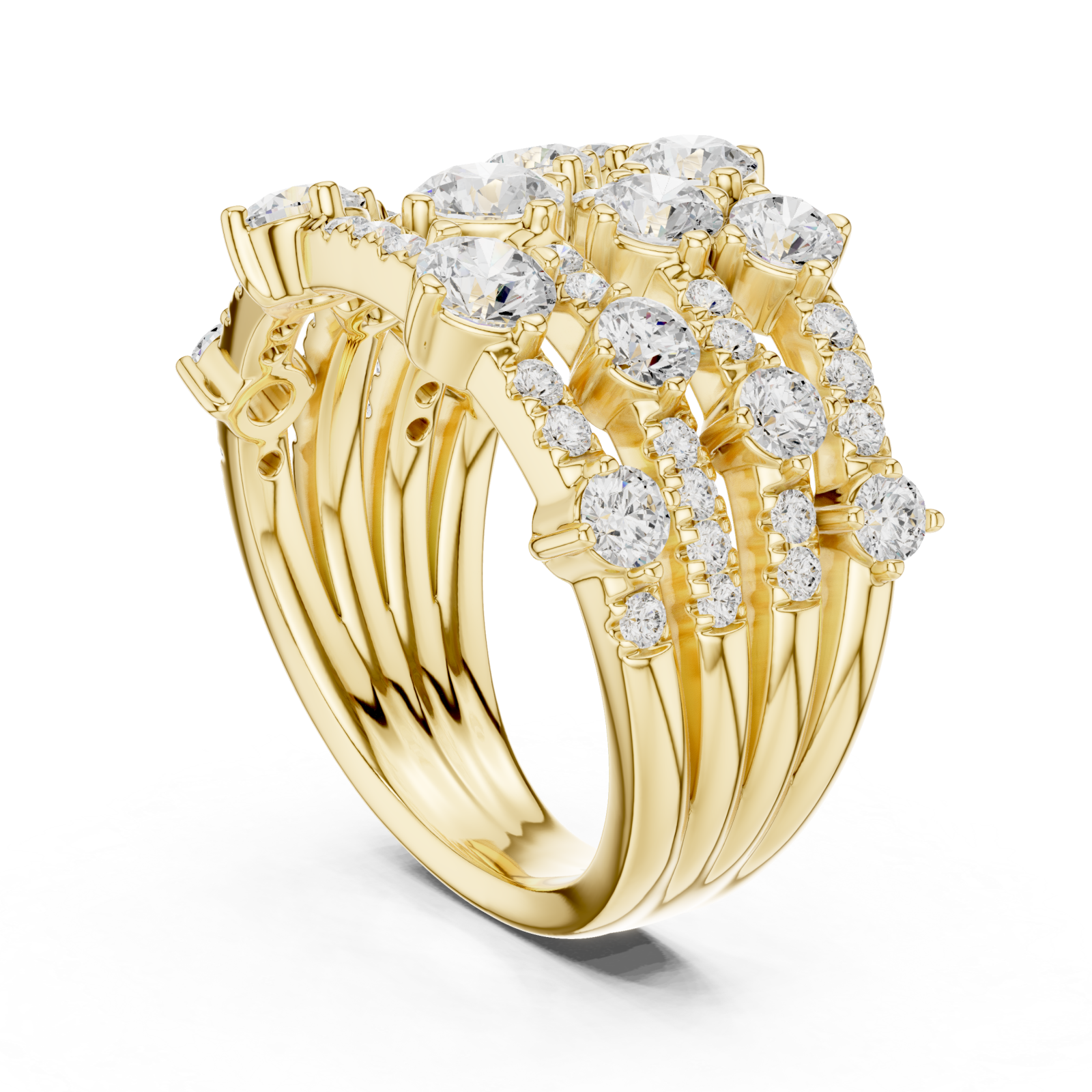  Gold Radiant Lumina Cascade Ring Left View