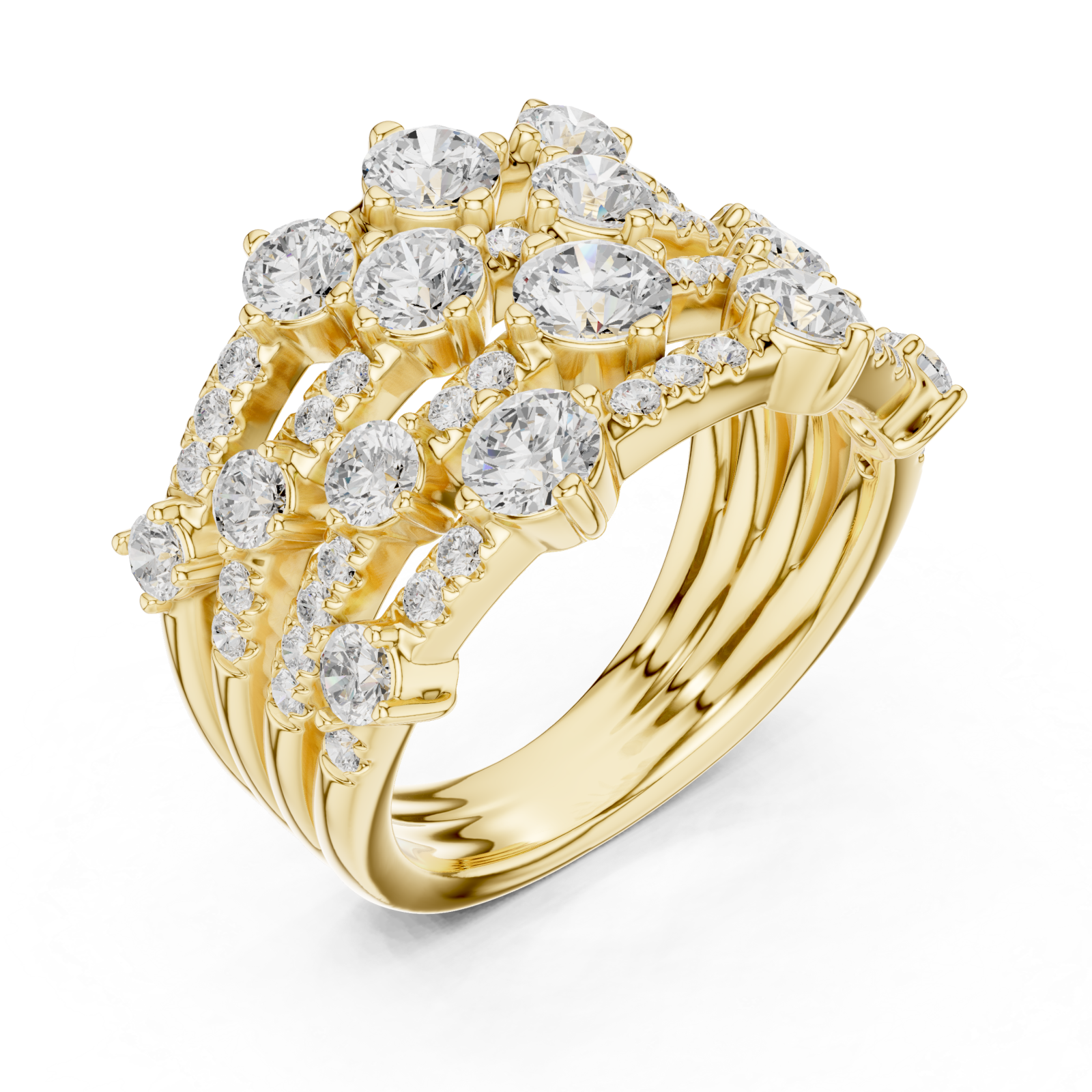Gold Radiant Lumina Cascade Ring Right View