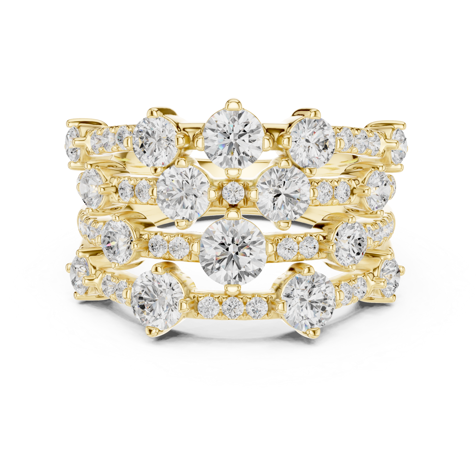  Gold Radiant Lumina Cascade Ring Front View