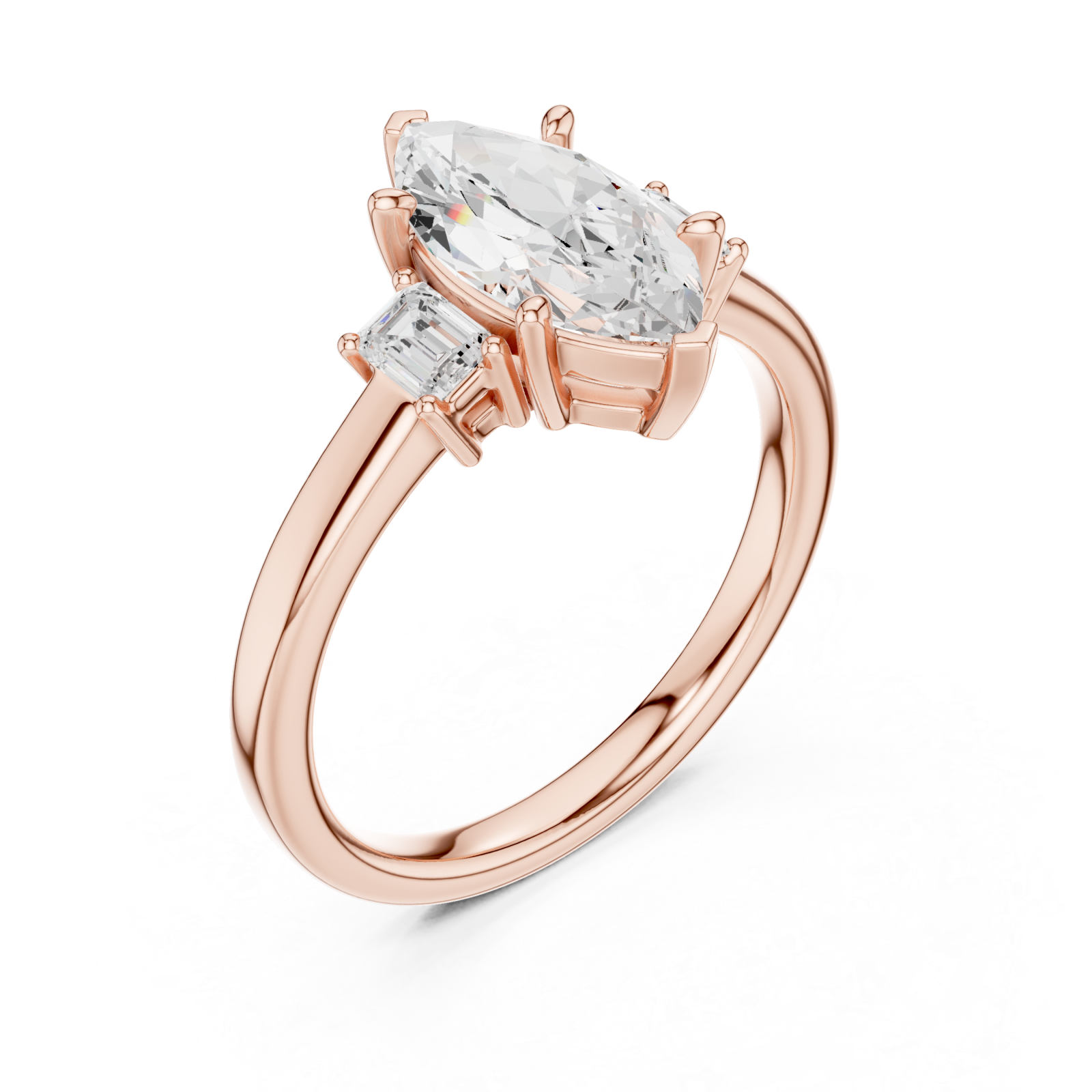  Rose Gold Grandeur Marquise Accent Ring Right View