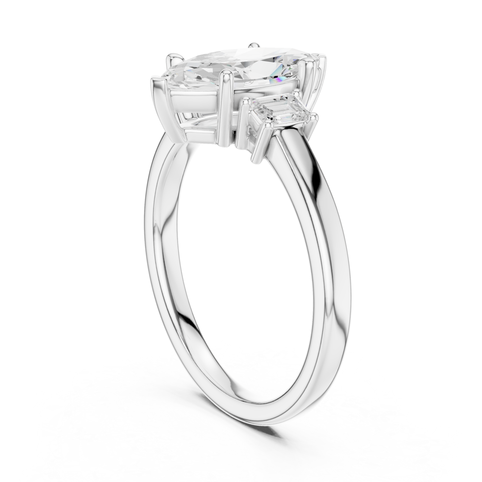  White Gold Grandeur Marquise Accent Ring Left View