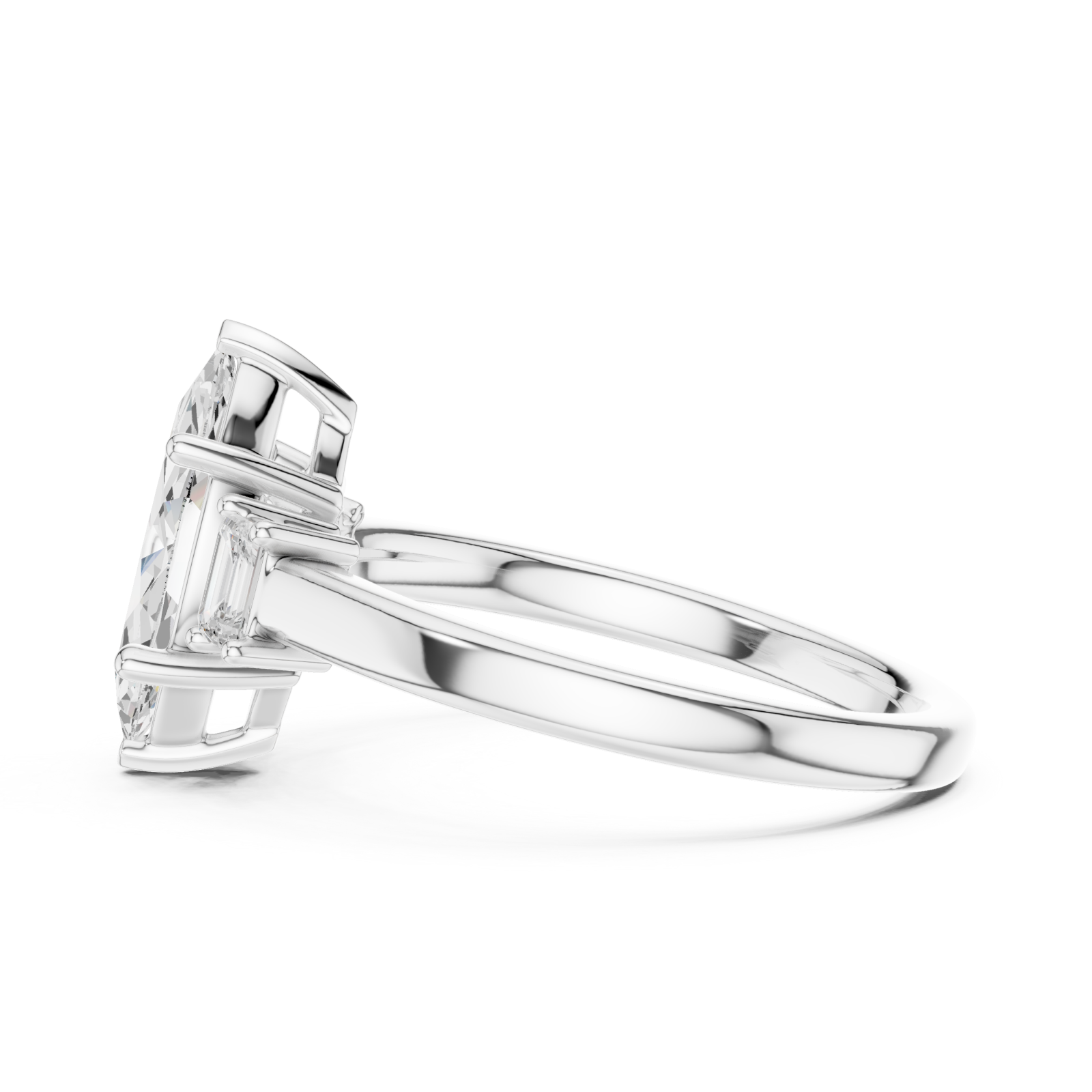  White Gold Grandeur Marquise Accent Ring Side View