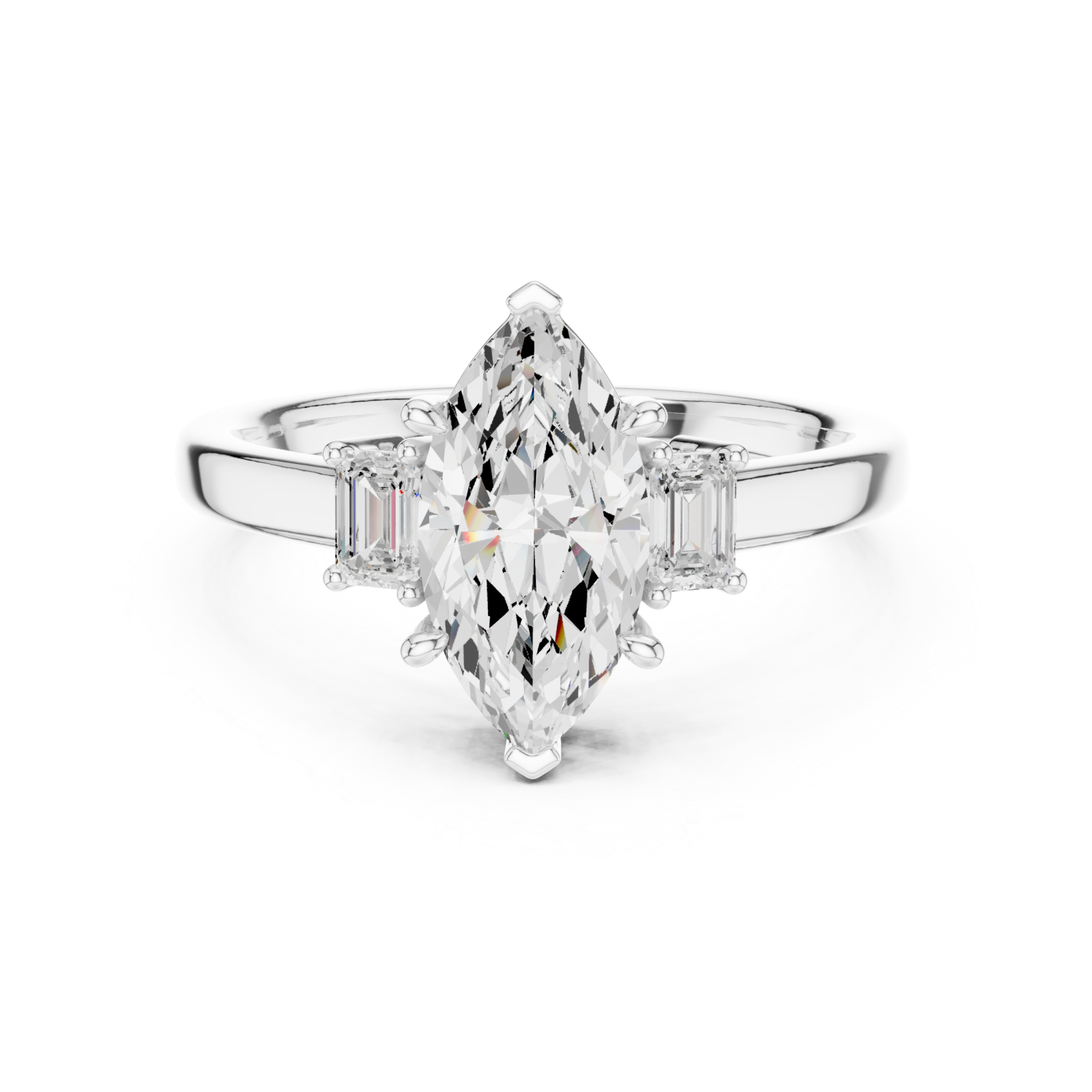  White Gold Grandeur Marquise Accent Ring Front View