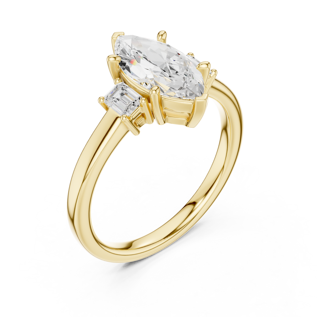 Gold Grandeur Marquise Accent Ring Right View