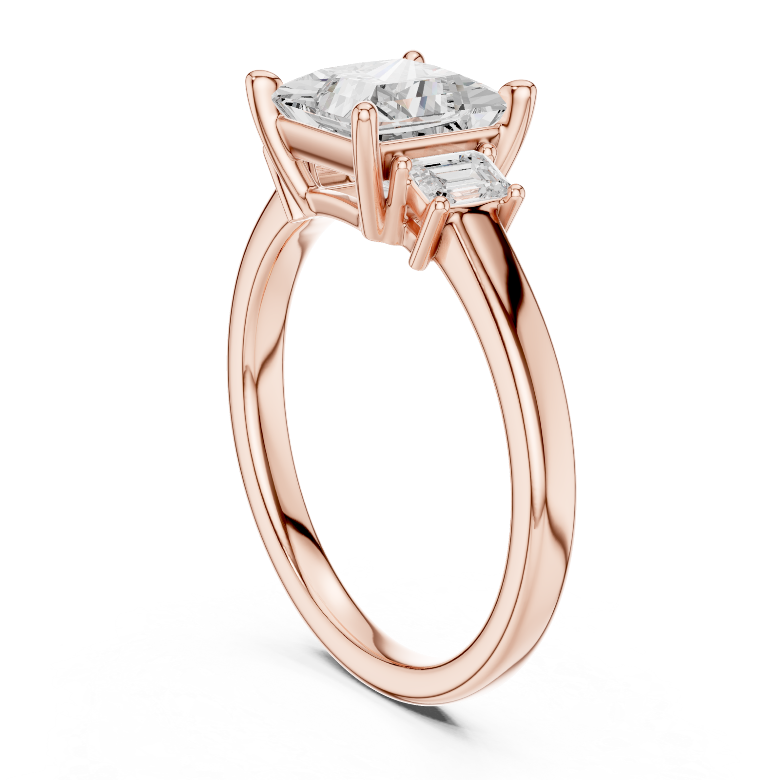  Rose Gold Pure Radiance Square Solitaire Ring Left View