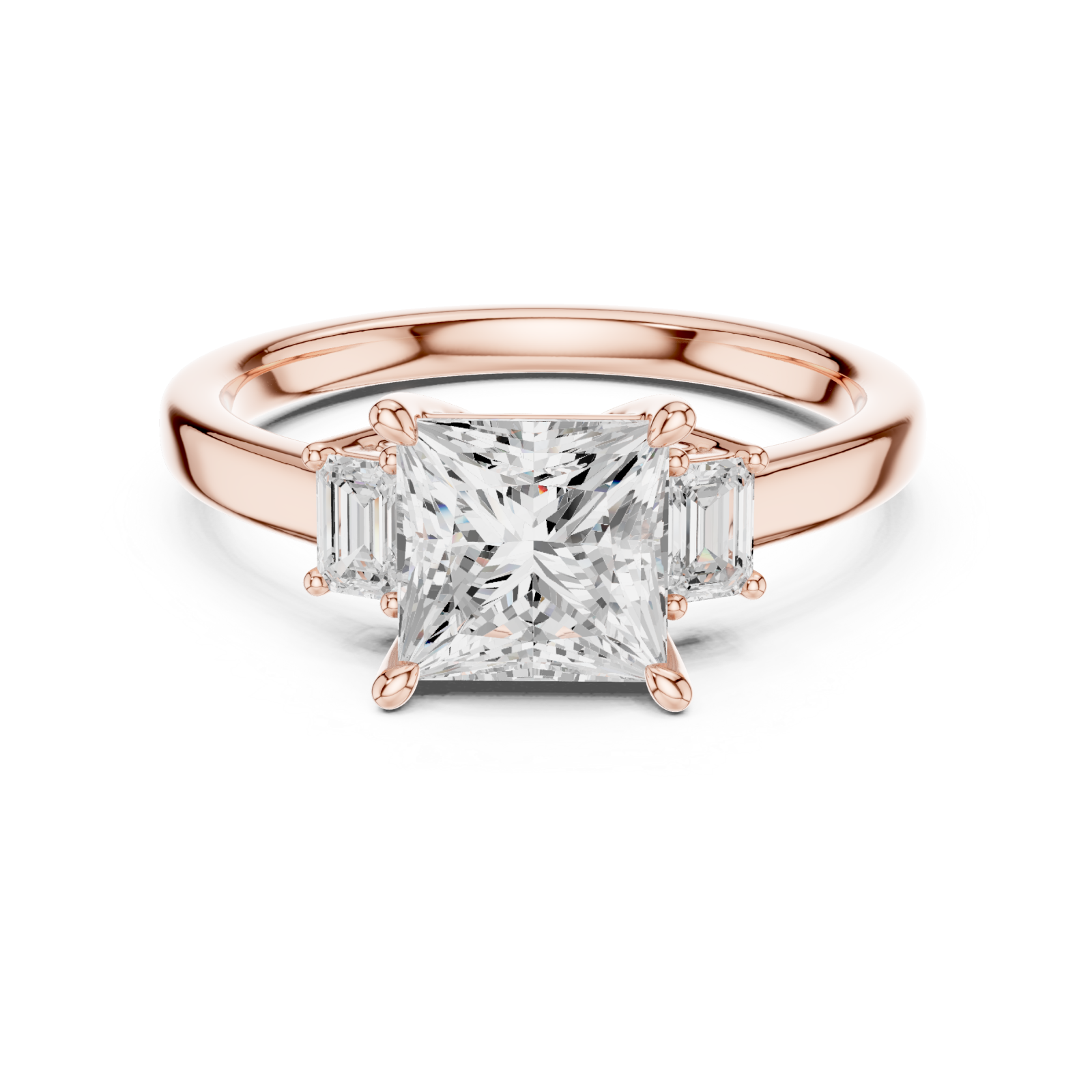  Rose Gold Pure Radiance Square Solitaire Ring Front View